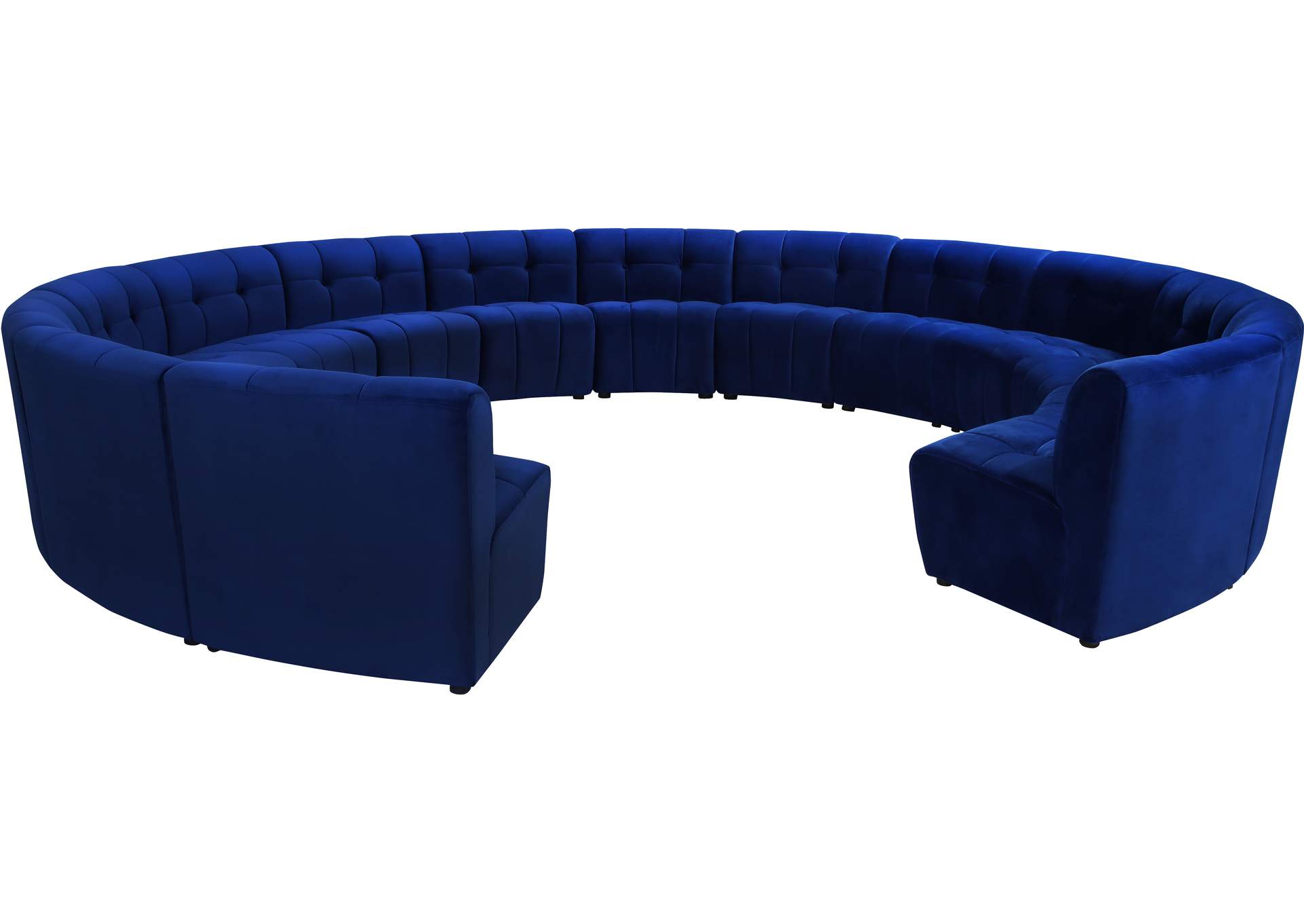 Limitless Navy Velvet 14 Piece Modular Sectional,Meridian Furniture