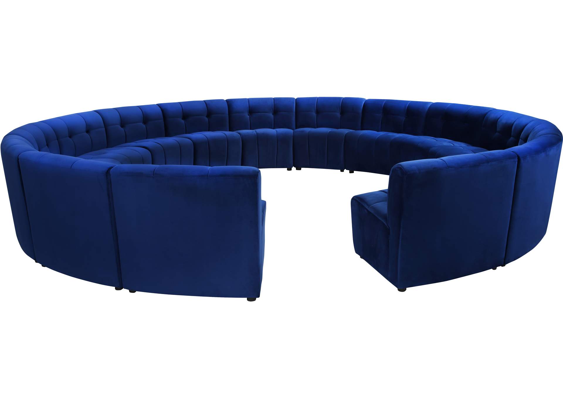 Limitless Navy Velvet 15 Piece Modular Sectional,Meridian Furniture