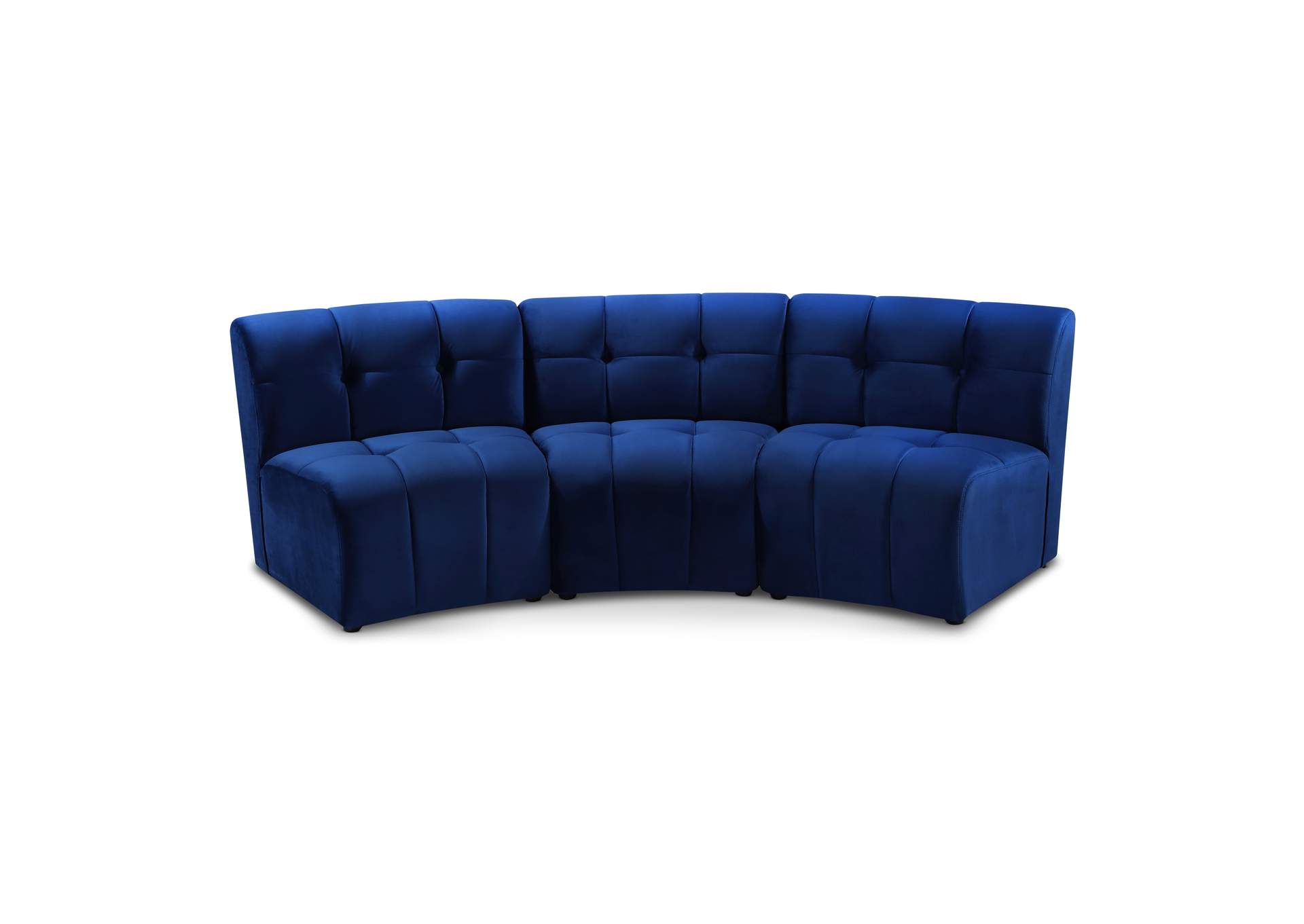 Limitless Navy Velvet 3 Piece Modular Sectional,Meridian Furniture