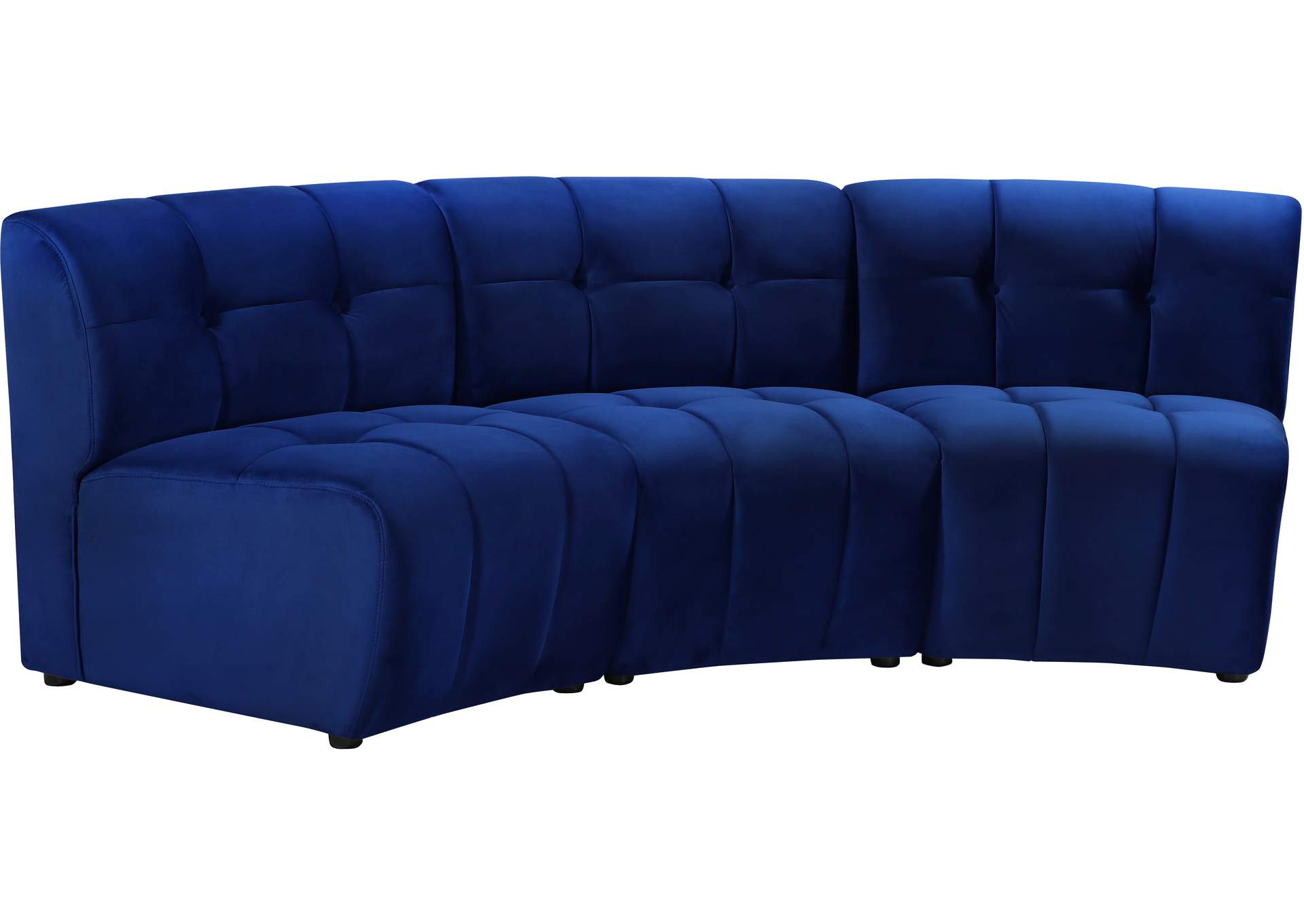 Limitless Navy Velvet 3 Piece Modular Sectional,Meridian Furniture