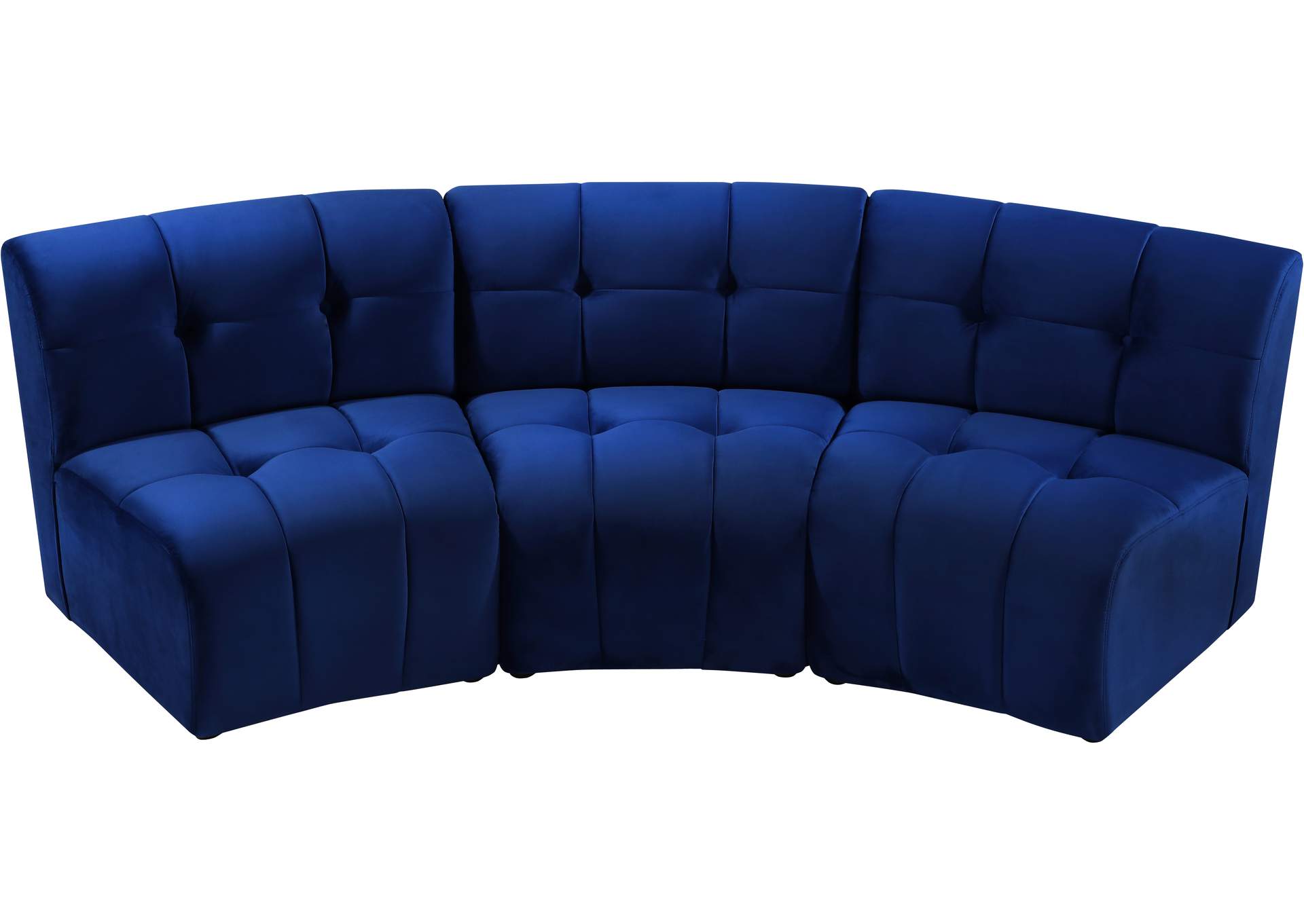 Limitless Navy Velvet 3 Piece Modular Sectional,Meridian Furniture