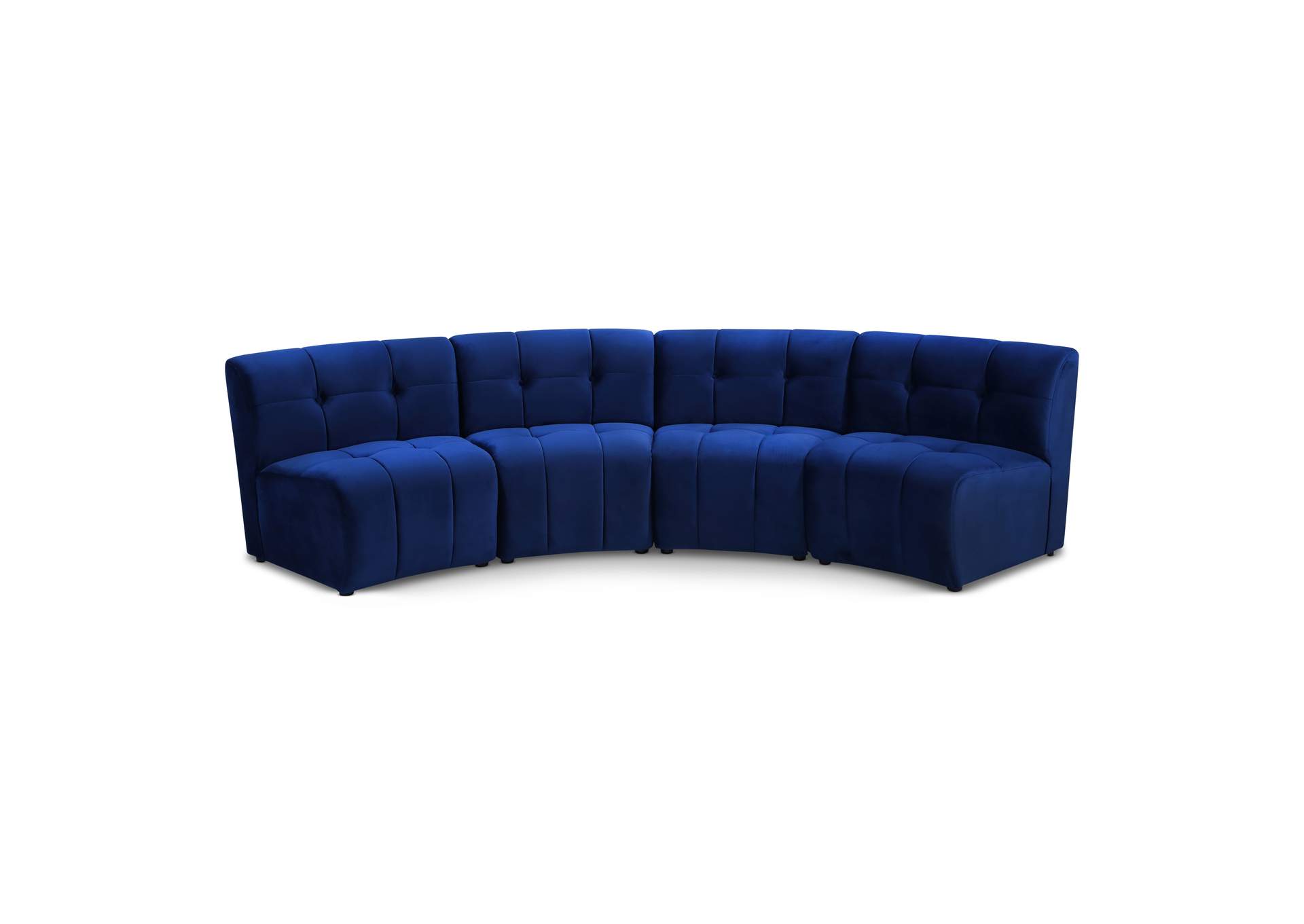 Limitless Navy Velvet 4 Piece Modular Sectional,Meridian Furniture