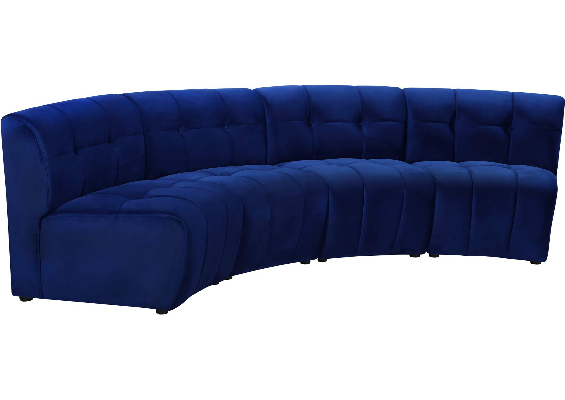 Limitless Navy Velvet 4 Piece Modular Sectional,Meridian Furniture