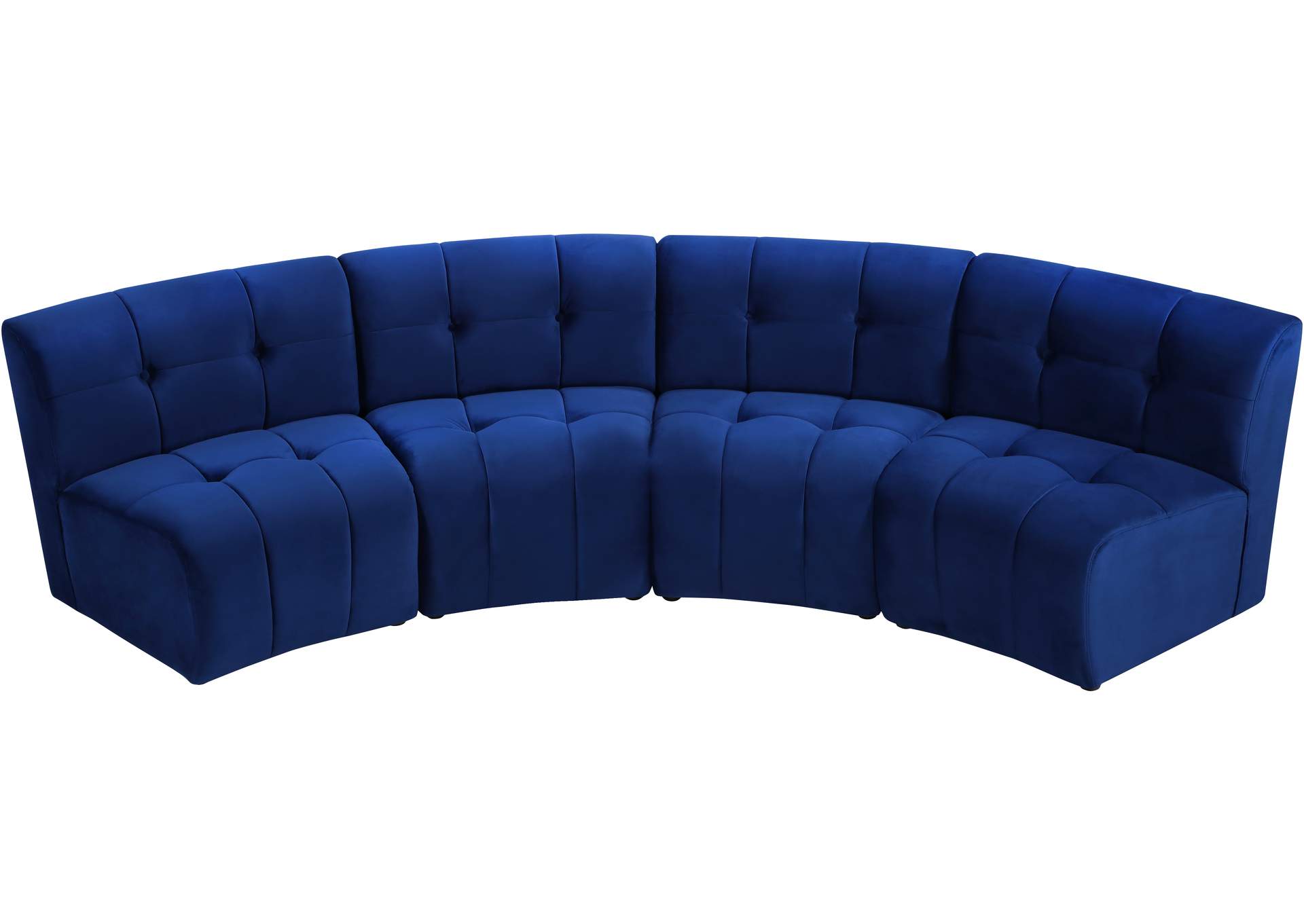 Limitless Navy Velvet 4 Piece Modular Sectional,Meridian Furniture