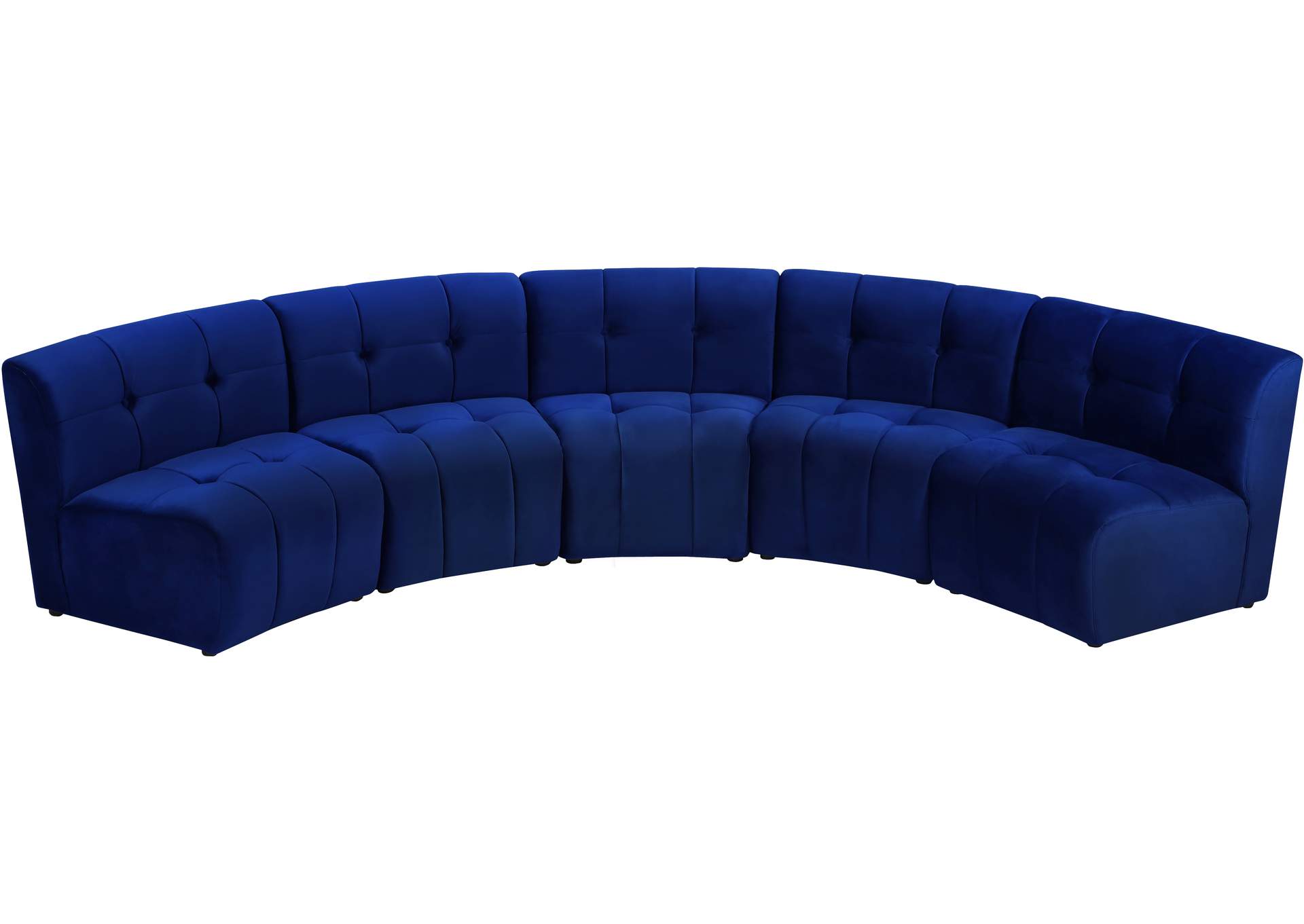 Limitless Navy Velvet 5 Piece Modular Sectional,Meridian Furniture