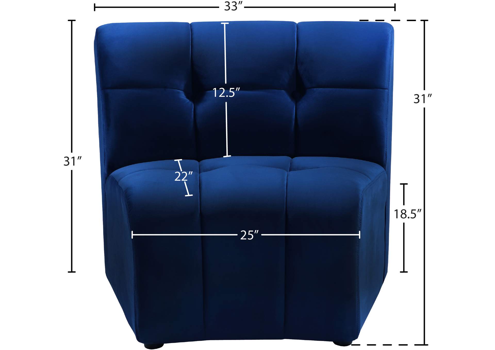 Limitless Navy Velvet Modular Chair,Meridian Furniture