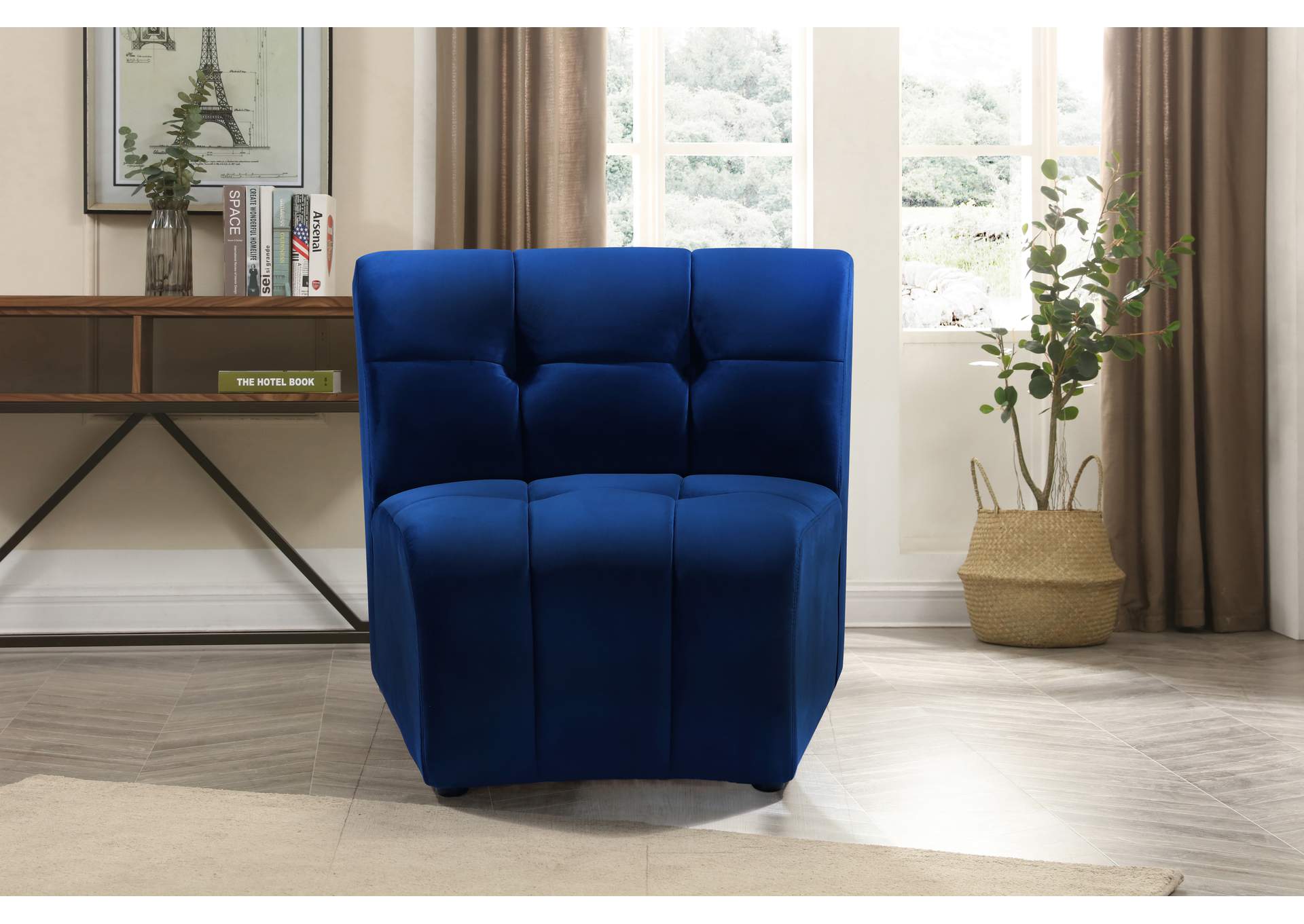 Limitless Navy Velvet Modular Chair,Meridian Furniture