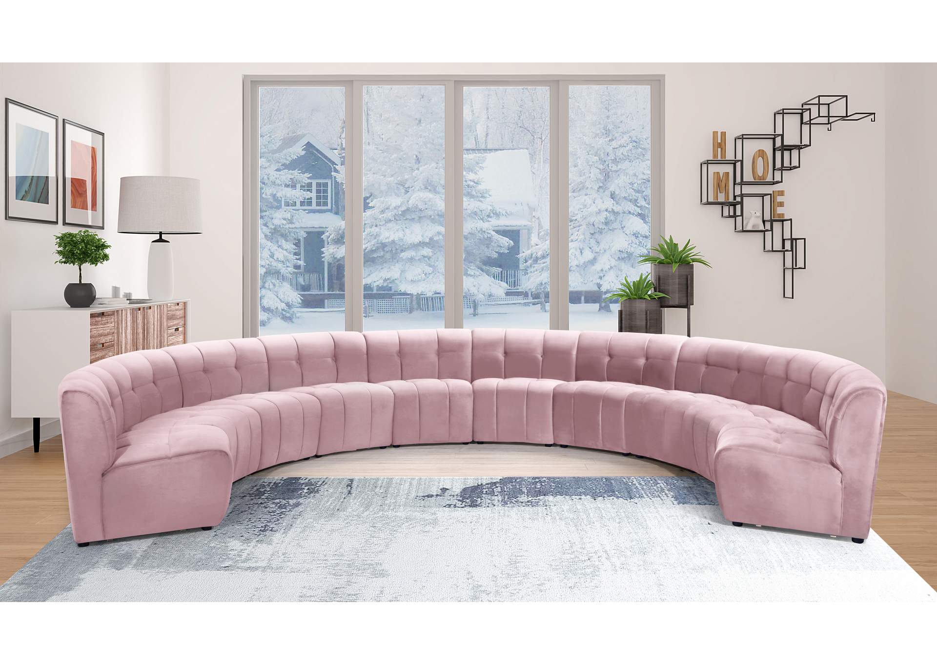 Limitless Pink Velvet 10 Piece Modular Sectional,Meridian Furniture