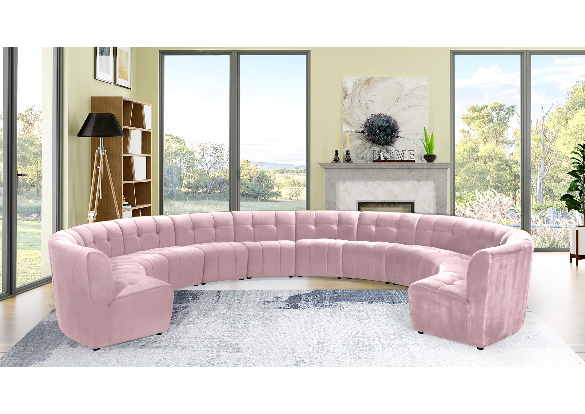 Limitless Pink Velvet 12 Piece Modular Sectional,Meridian Furniture