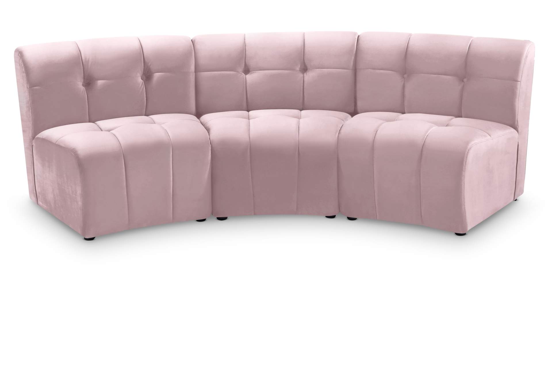 Limitless Pink Velvet 3 Piece Modular Sectional,Meridian Furniture