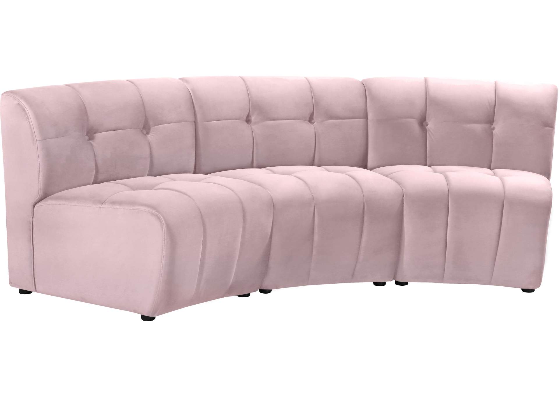 Limitless Pink Velvet 3 Piece Modular Sectional,Meridian Furniture