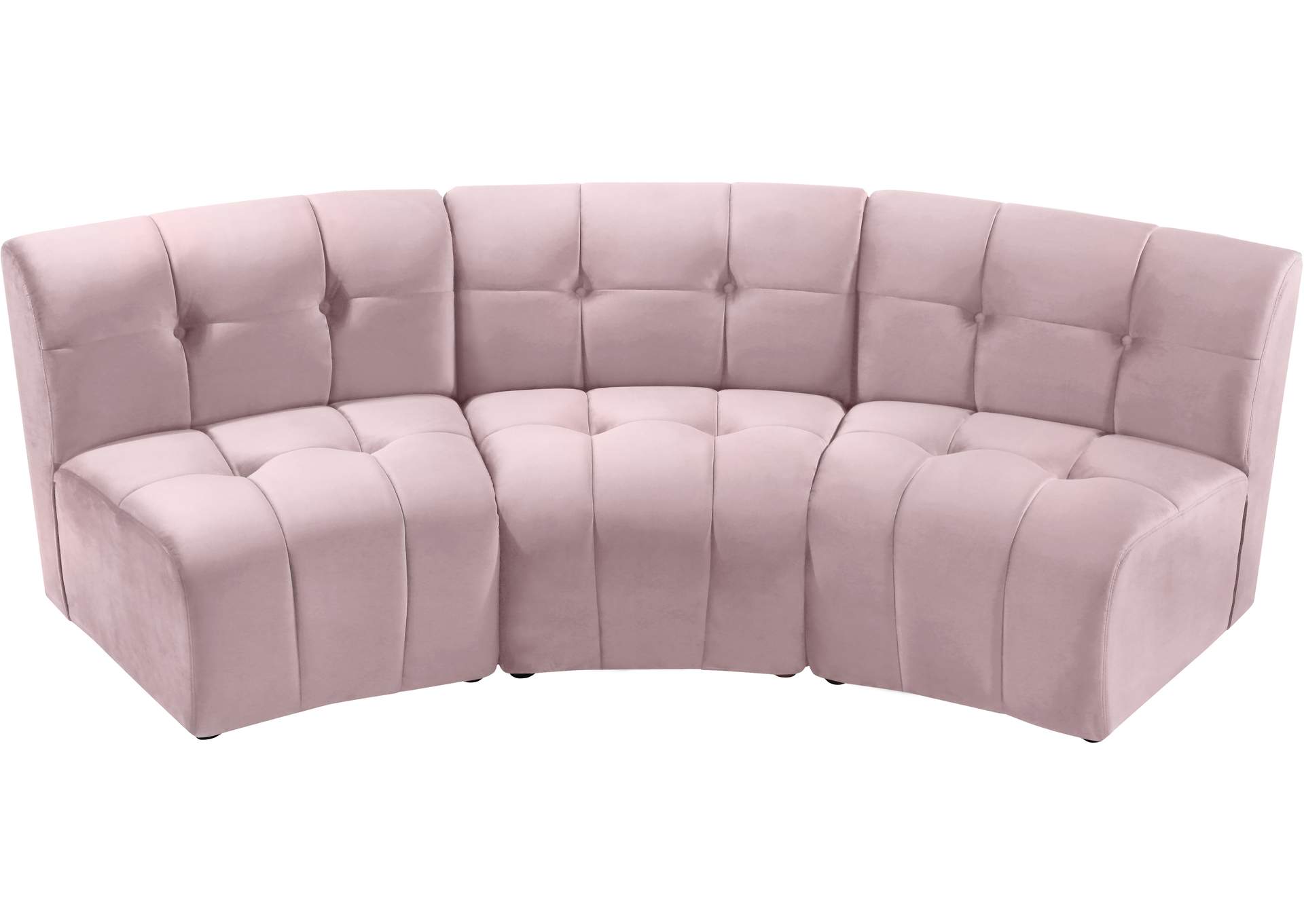 Limitless Pink Velvet 3 Piece Modular Sectional,Meridian Furniture