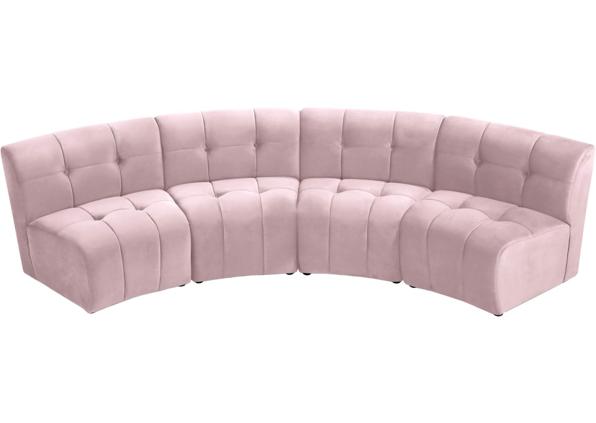 Limitless Pink Velvet 4 Piece Modular Sectional,Meridian Furniture