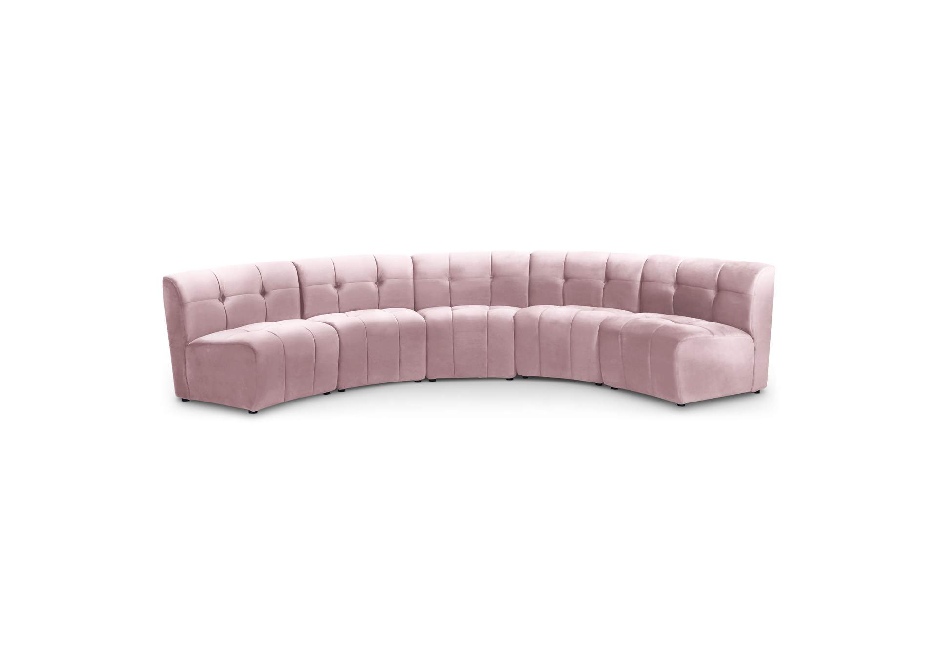 Limitless Pink Velvet 5 Piece Modular Sectional,Meridian Furniture