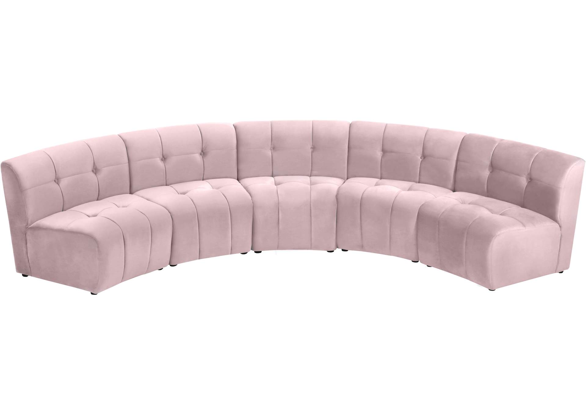 Limitless Pink Velvet 5 Piece Modular Sectional,Meridian Furniture