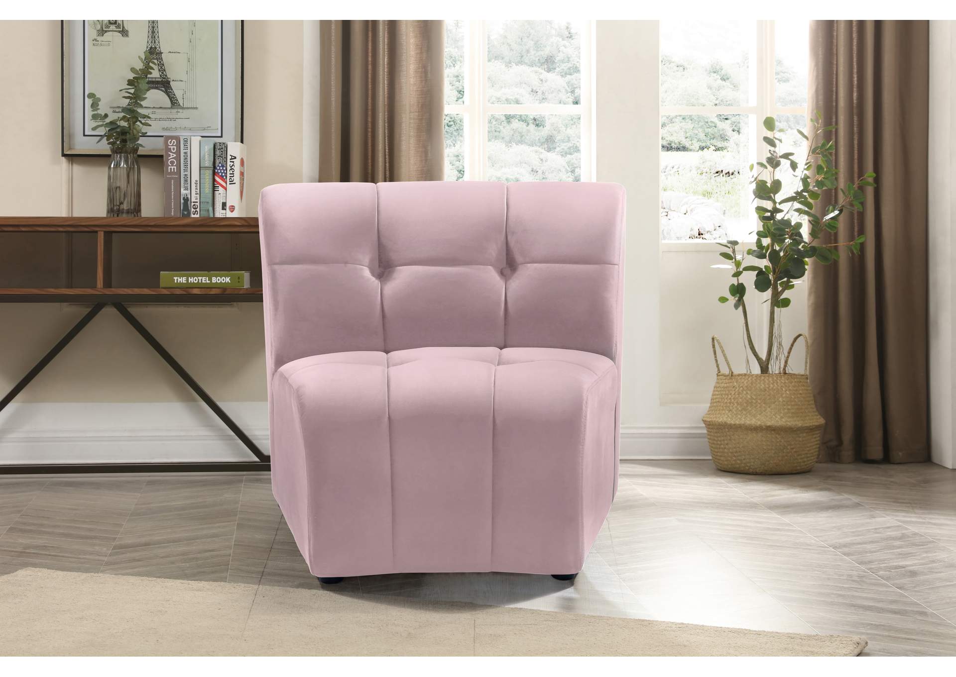 Limitless Pink Velvet Modular Chair,Meridian Furniture