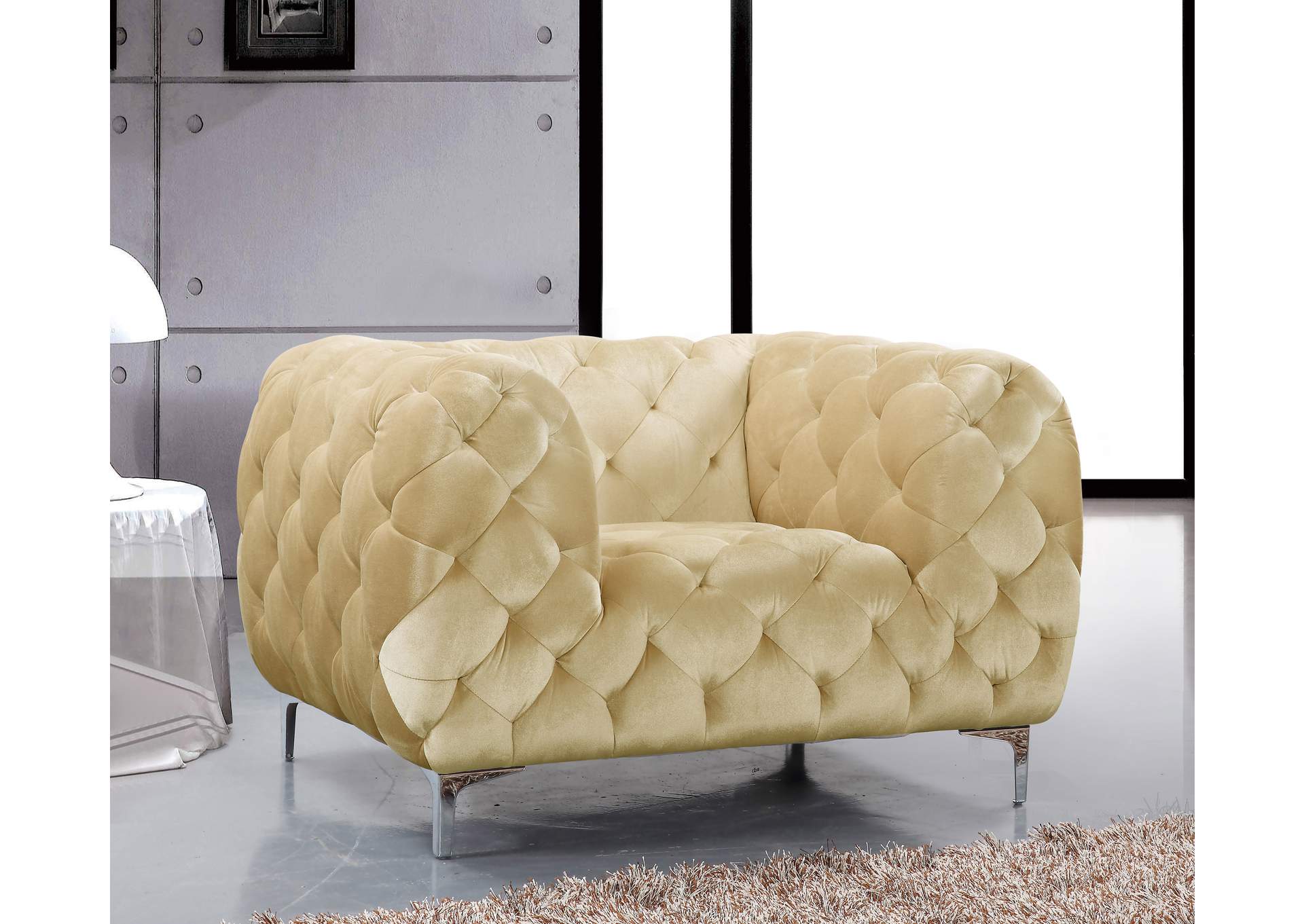 Mercer Beige Velvet Chair,Meridian Furniture