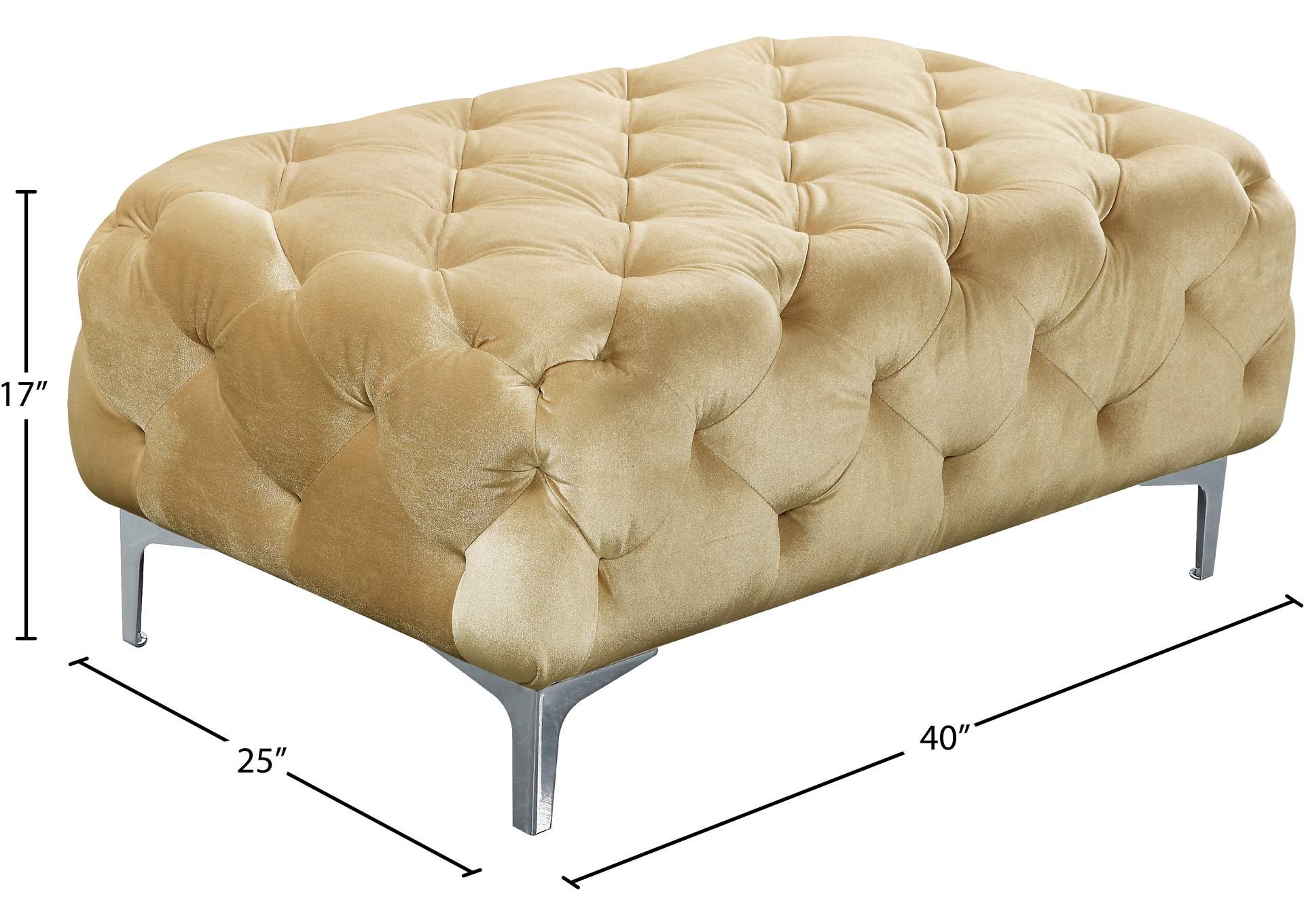 Mercer Beige Velvet Ottoman,Meridian Furniture