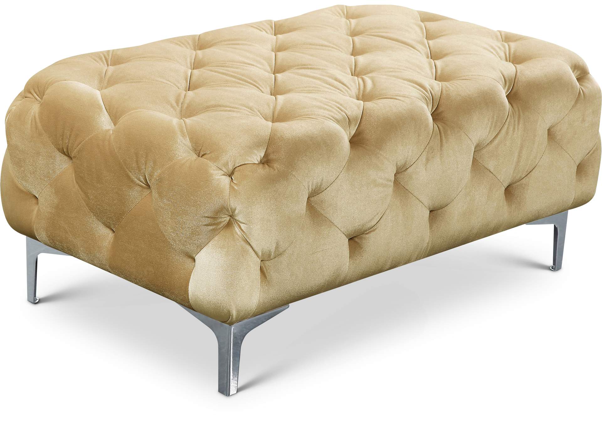 Mercer Beige Velvet Ottoman,Meridian Furniture