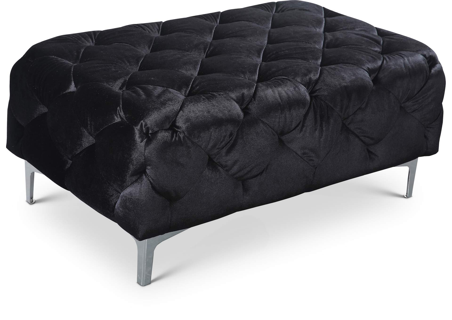 Mercer Black Velvet Ottoman,Meridian Furniture