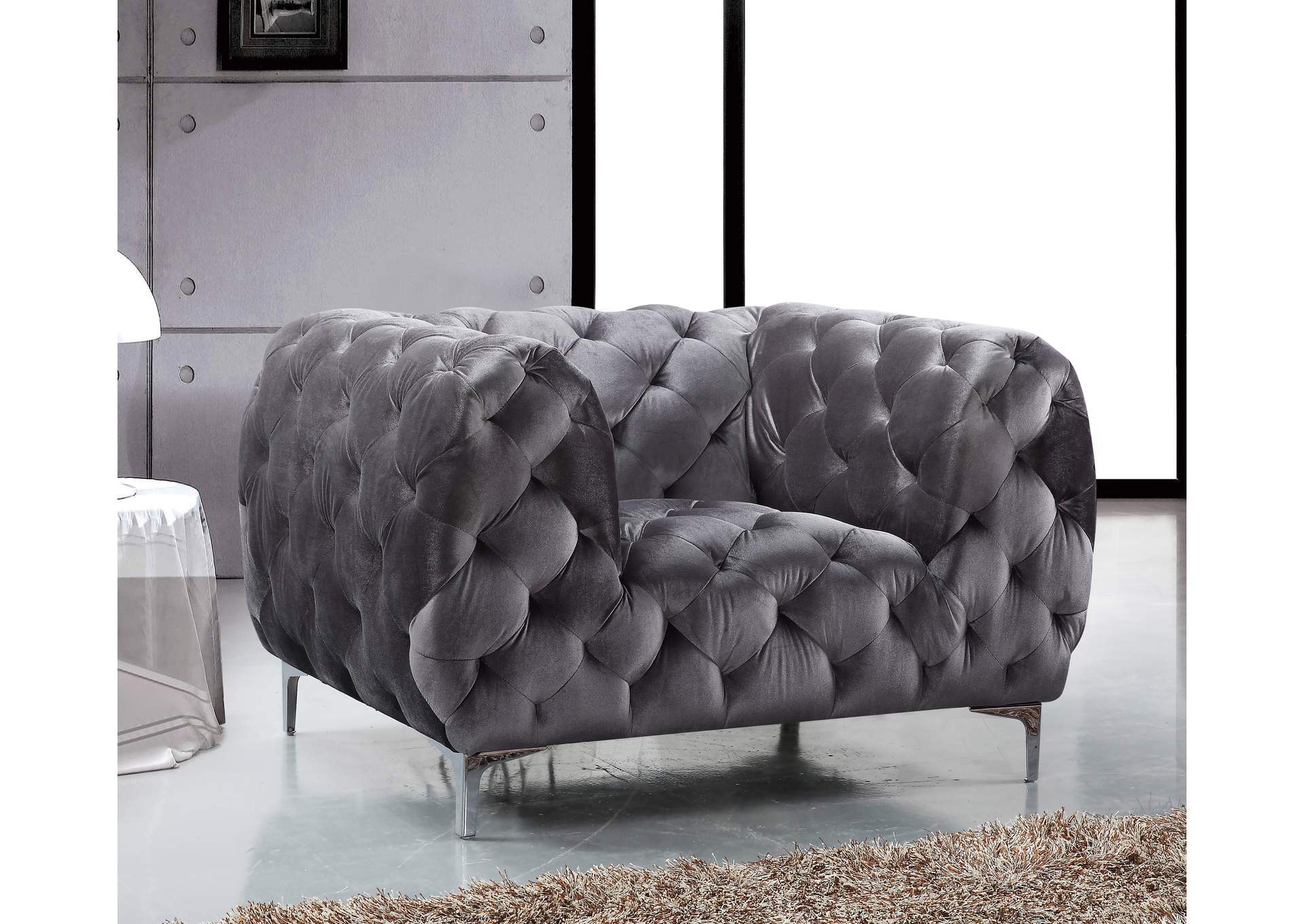 Mercer Grey Velvet Chair,Meridian Furniture