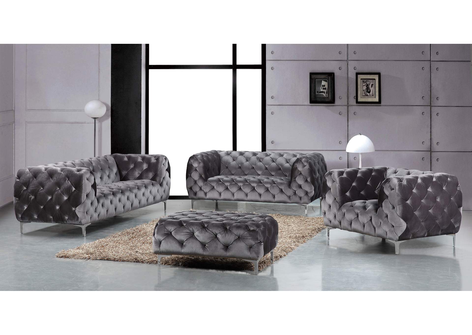 Mercer Grey Velvet Chair,Meridian Furniture