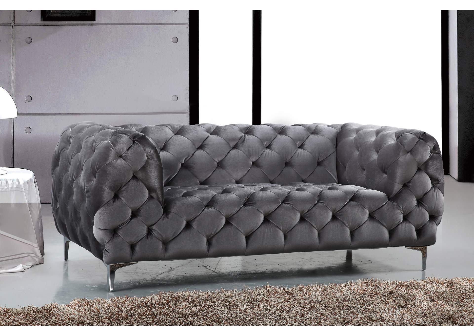 Mercer Grey Velvet Loveseat,Meridian Furniture