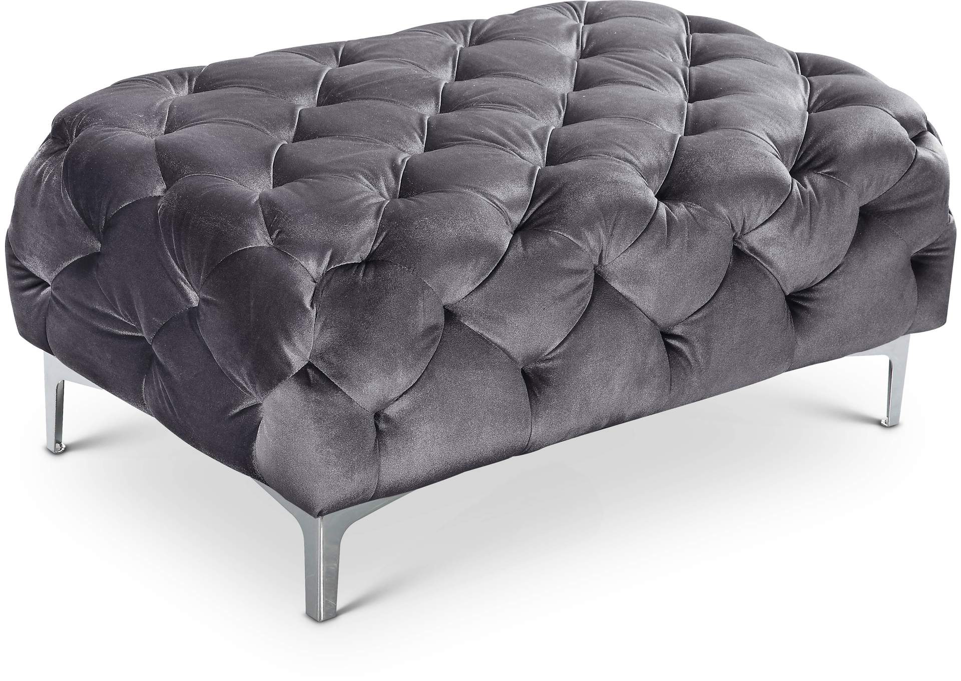 Mercer Grey Velvet Ottoman,Meridian Furniture