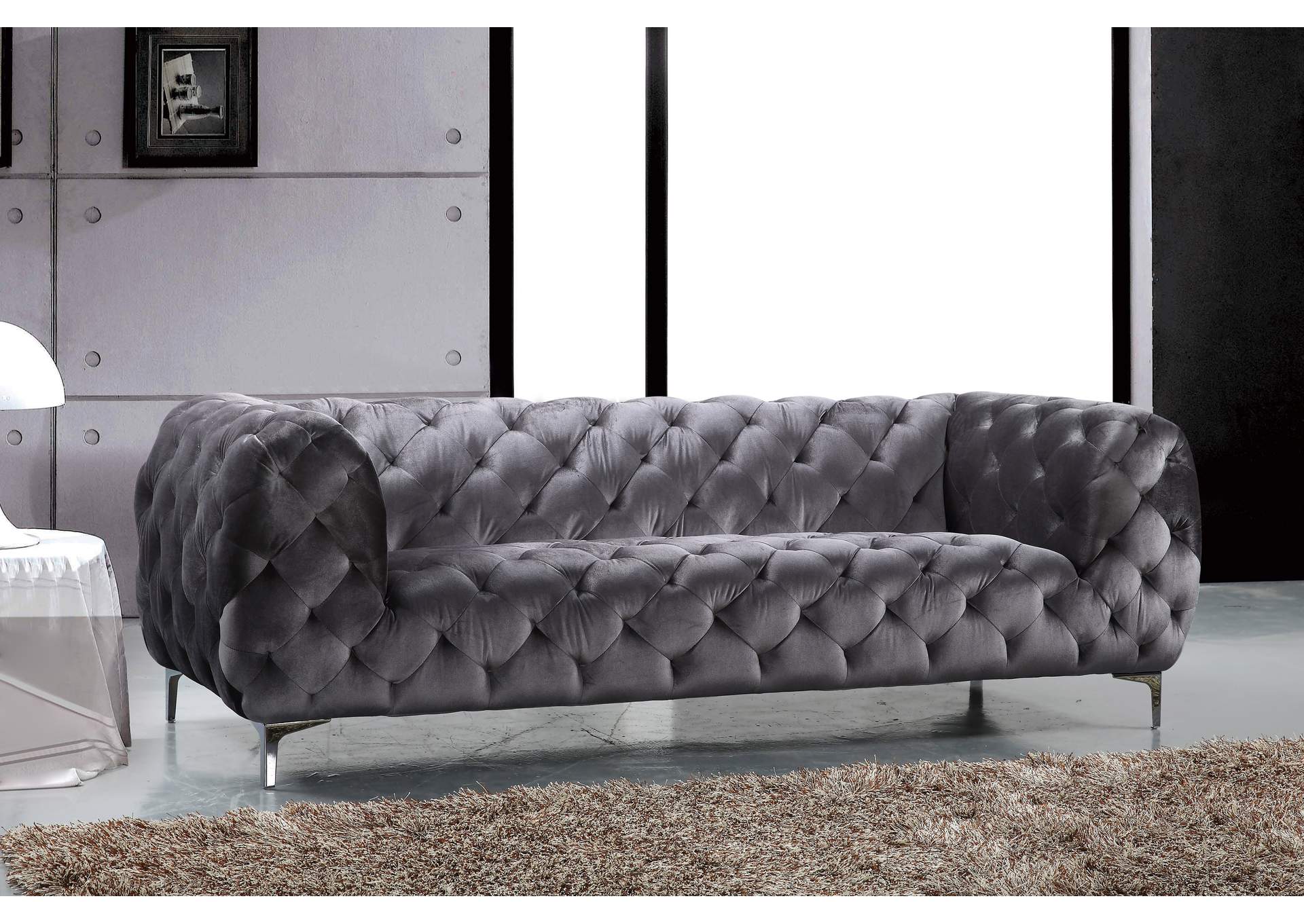 Mercer Grey Velvet Sofa,Meridian Furniture