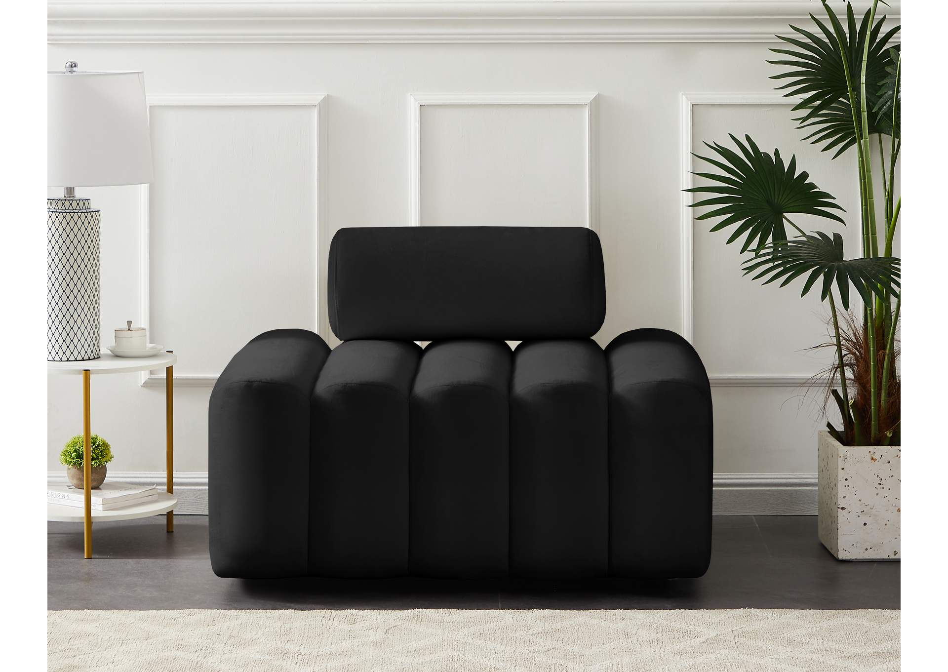 Melody Black Velvet Chair,Meridian Furniture