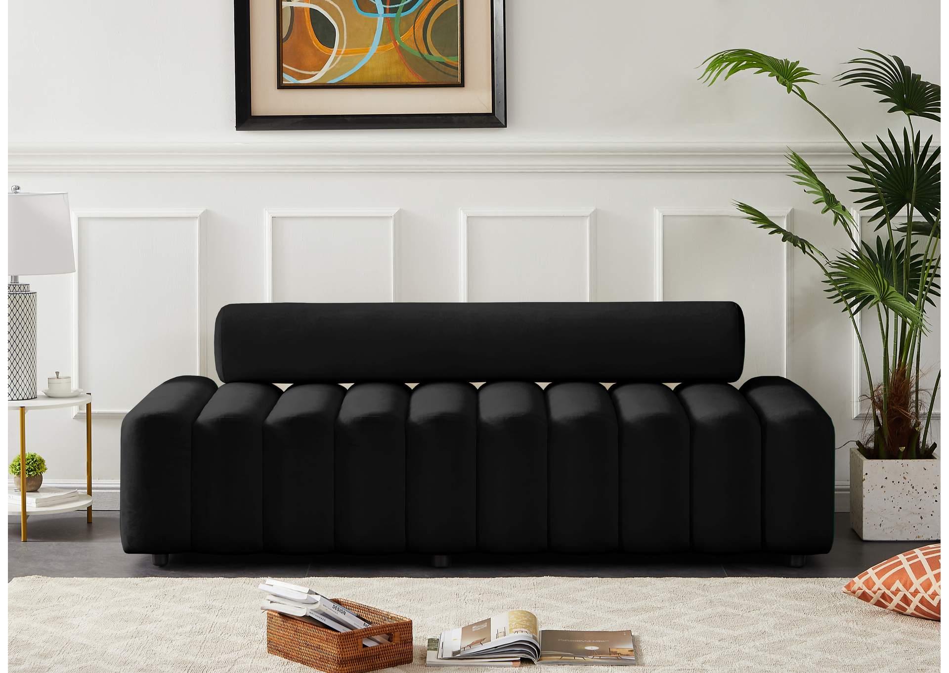 Melody Black Velvet Sofa,Meridian Furniture