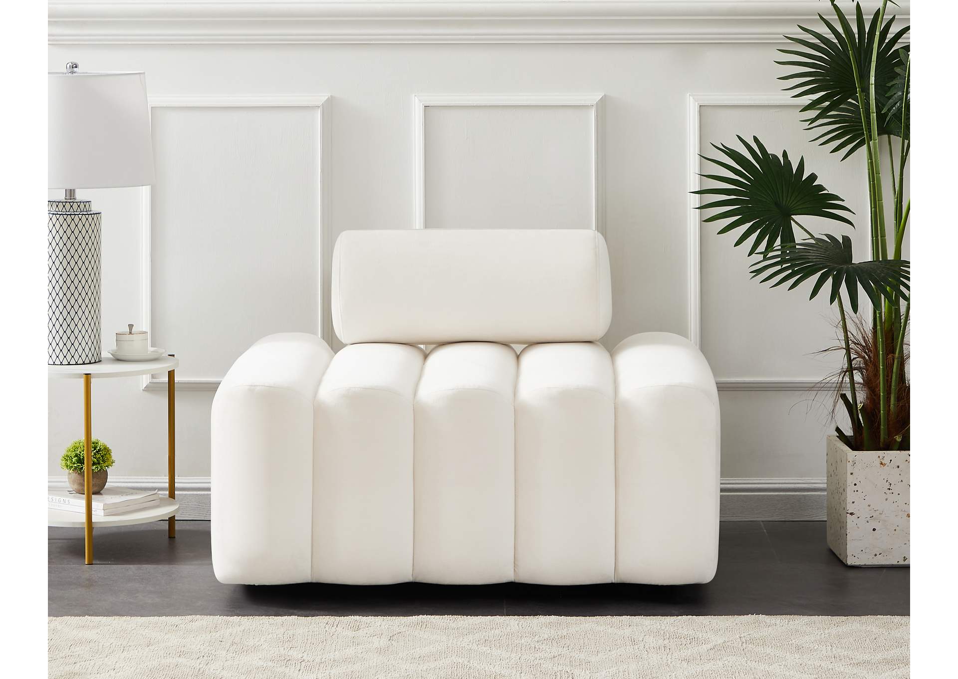 Melody Cream Velvet Chair,Meridian Furniture