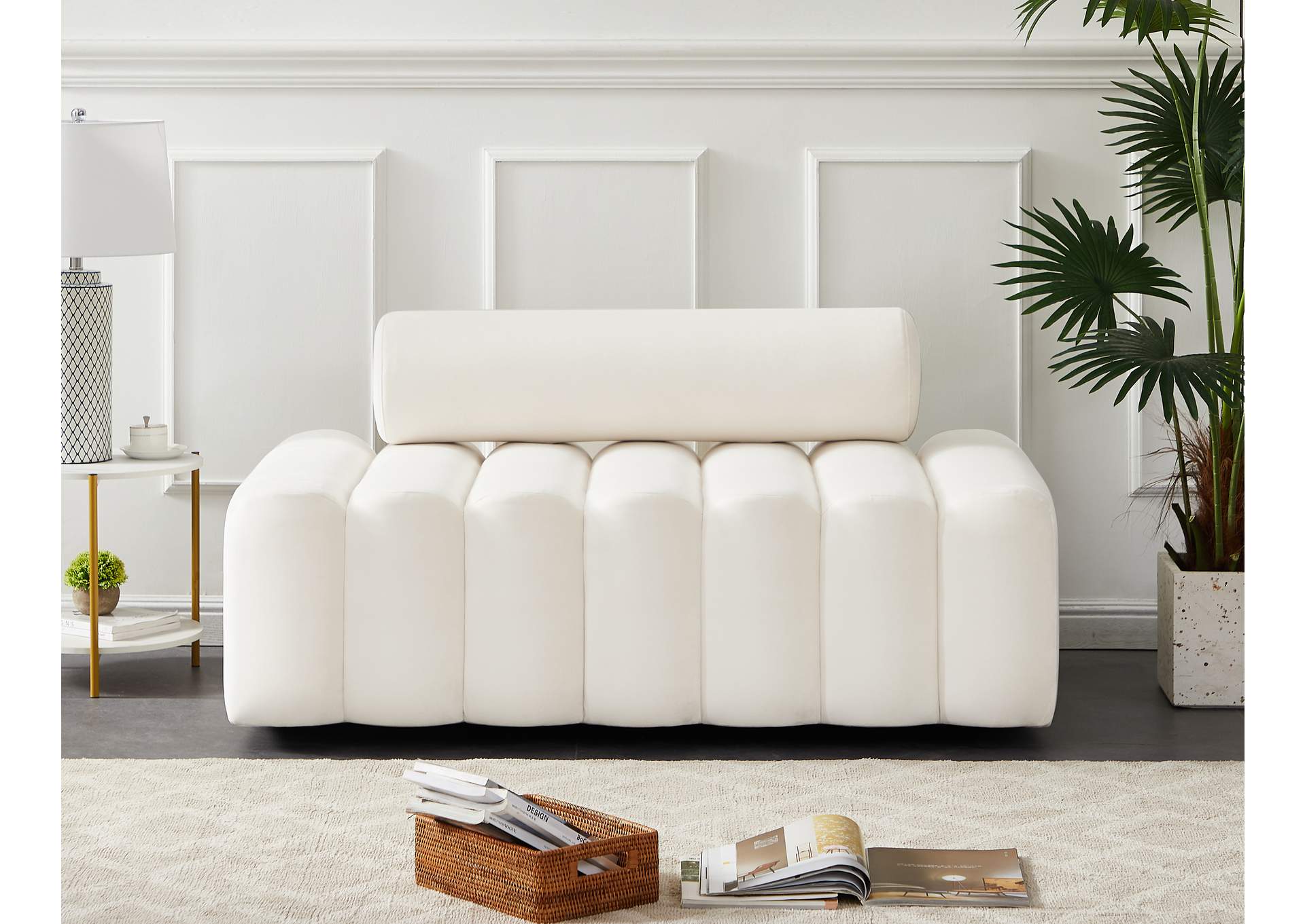 Melody Cream Velvet Loveseat,Meridian Furniture