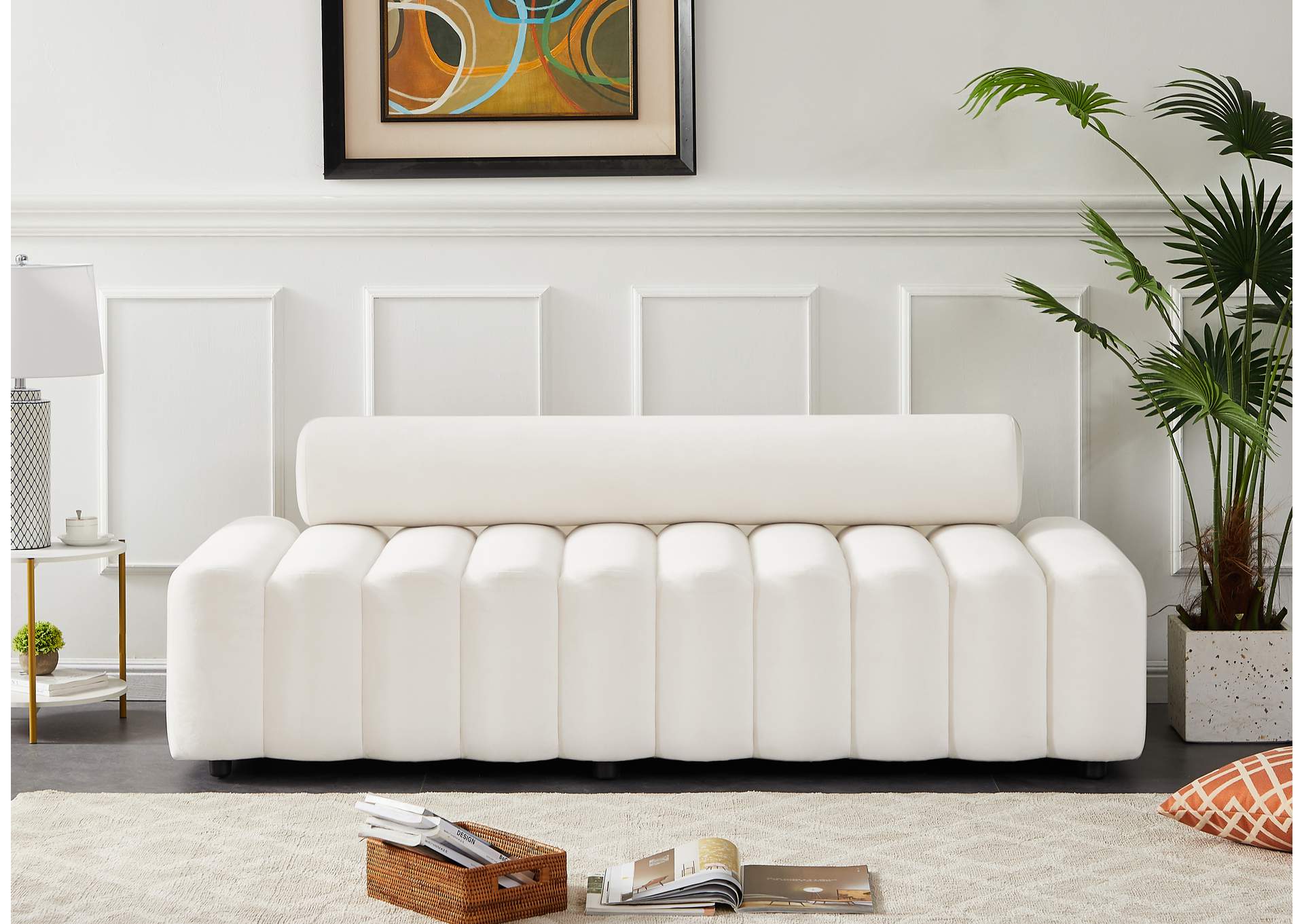 Melody Cream Velvet Sofa,Meridian Furniture