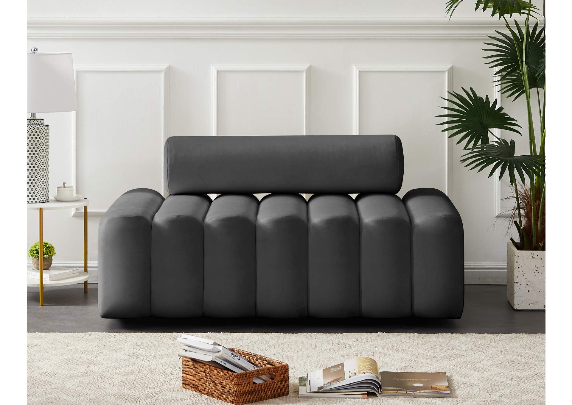 Melody Grey Velvet Loveseat,Meridian Furniture