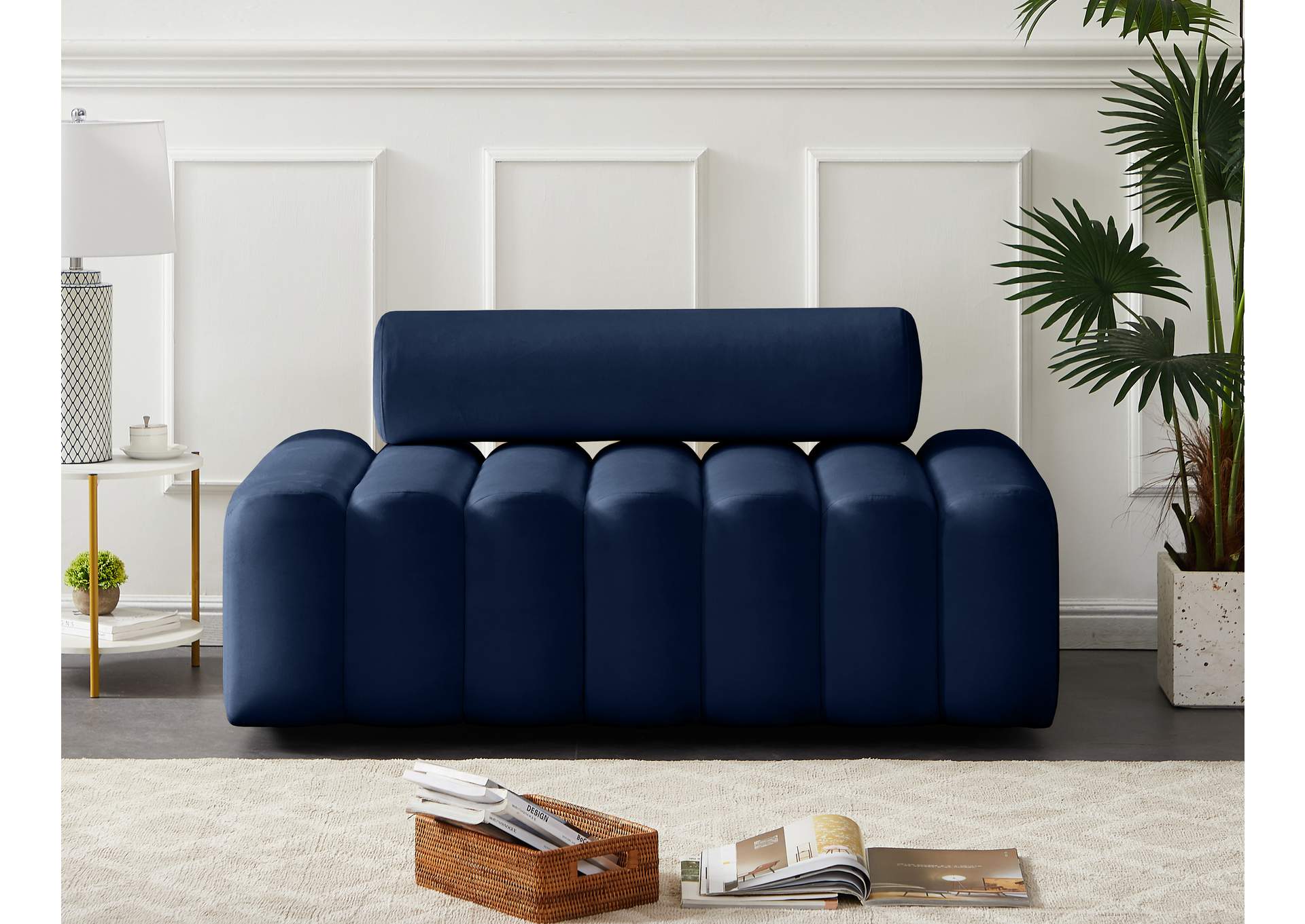 Melody Navy Velvet Loveseat,Meridian Furniture