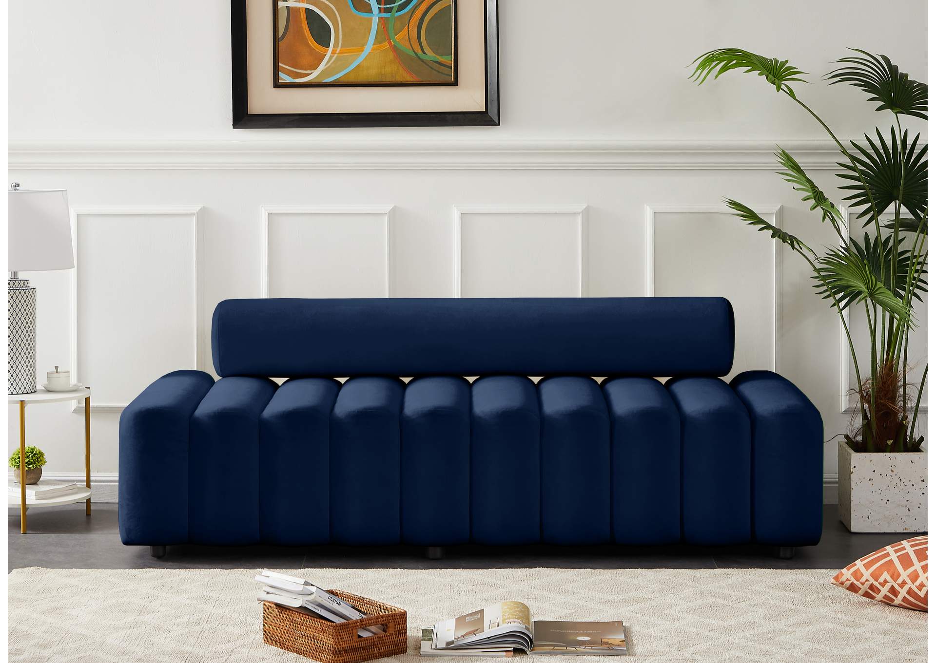 Melody Navy Velvet Sofa,Meridian Furniture