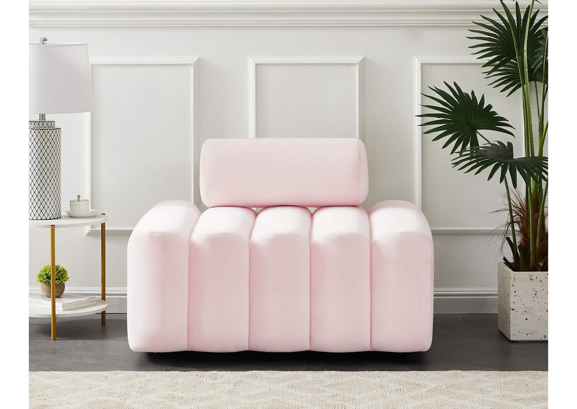 Melody Pink Velvet Chair,Meridian Furniture