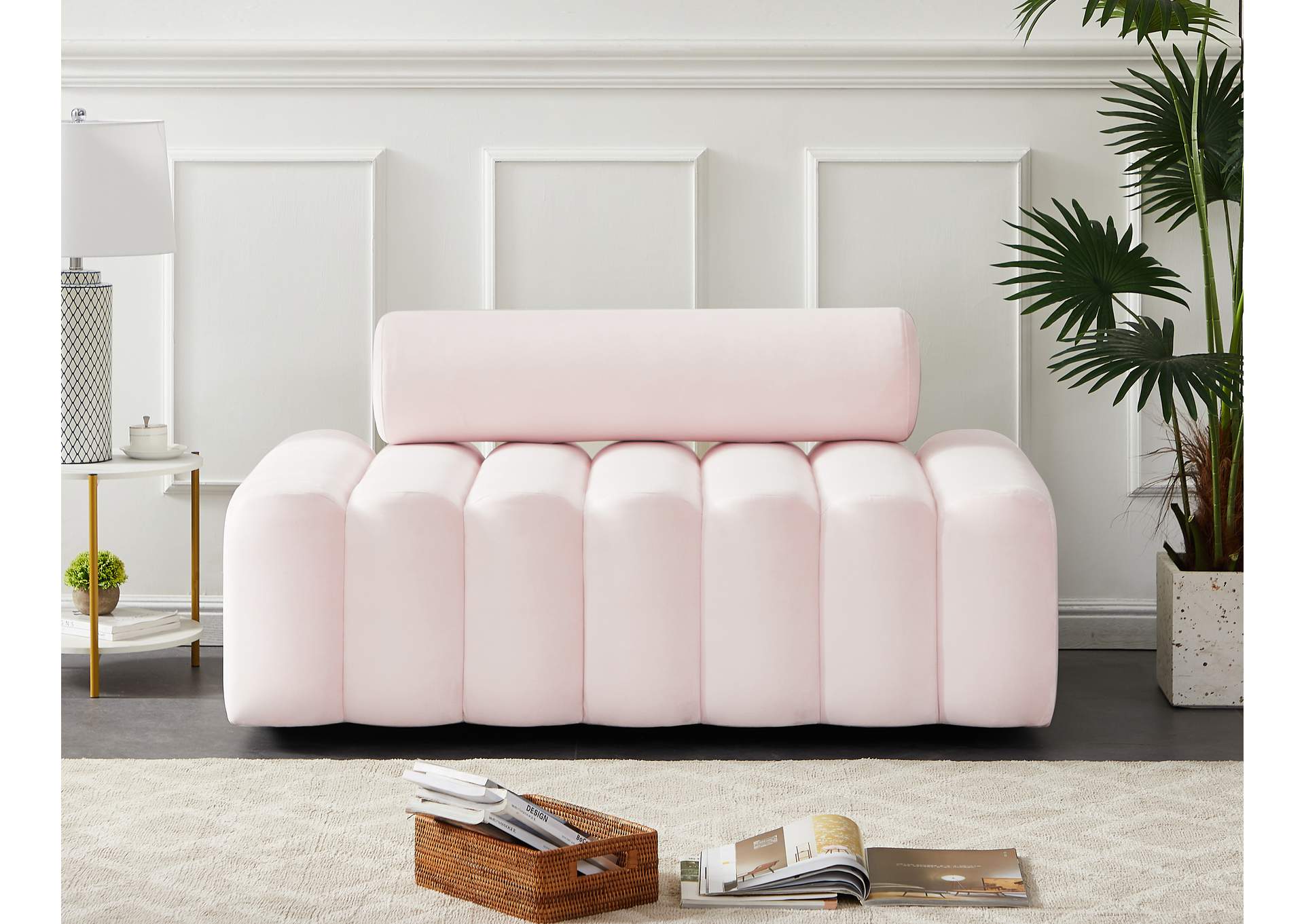 Melody Pink Velvet Loveseat,Meridian Furniture