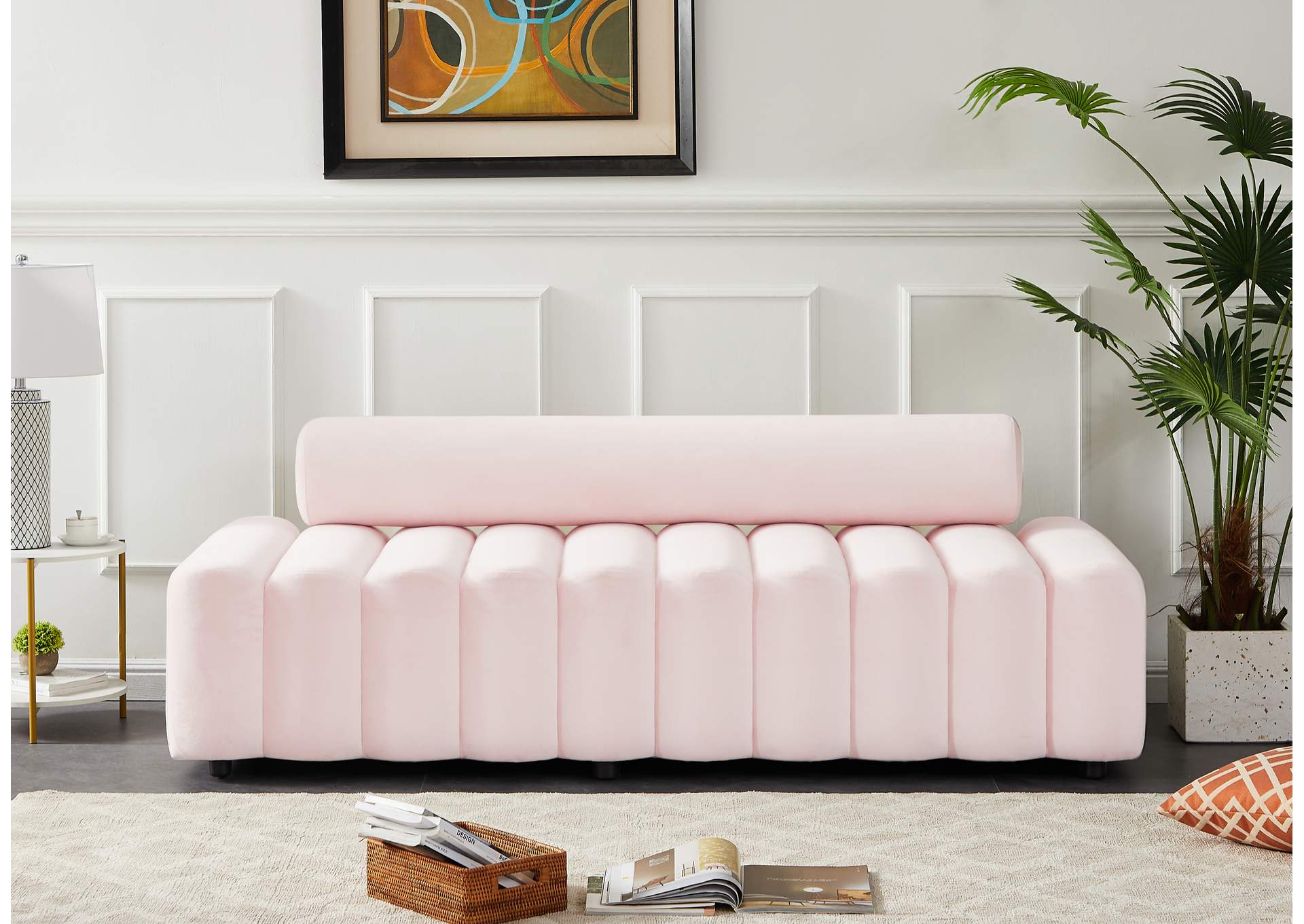 Melody Pink Velvet Sofa,Meridian Furniture