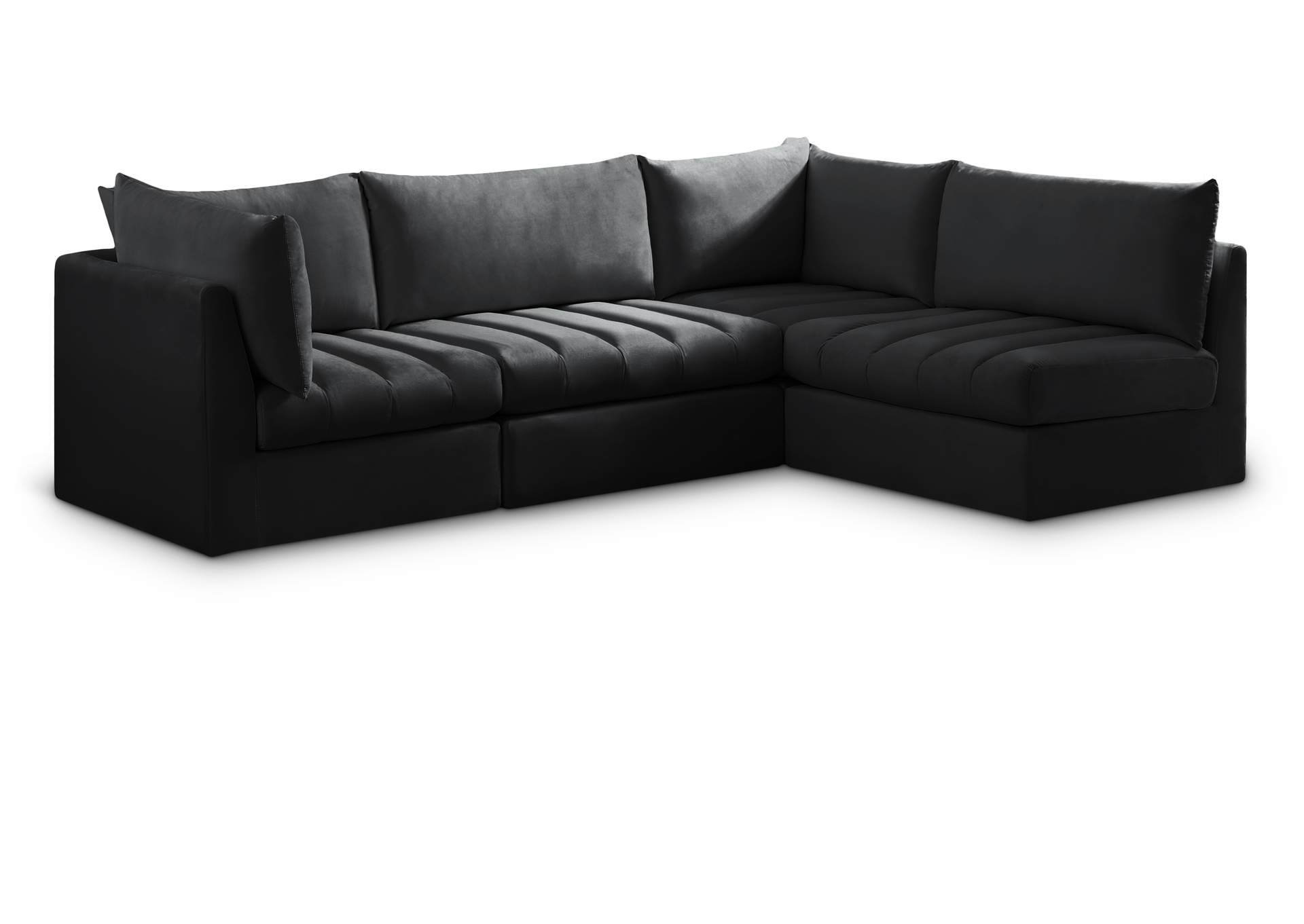 Jacob Black Velvet Modular Sectional,Meridian Furniture