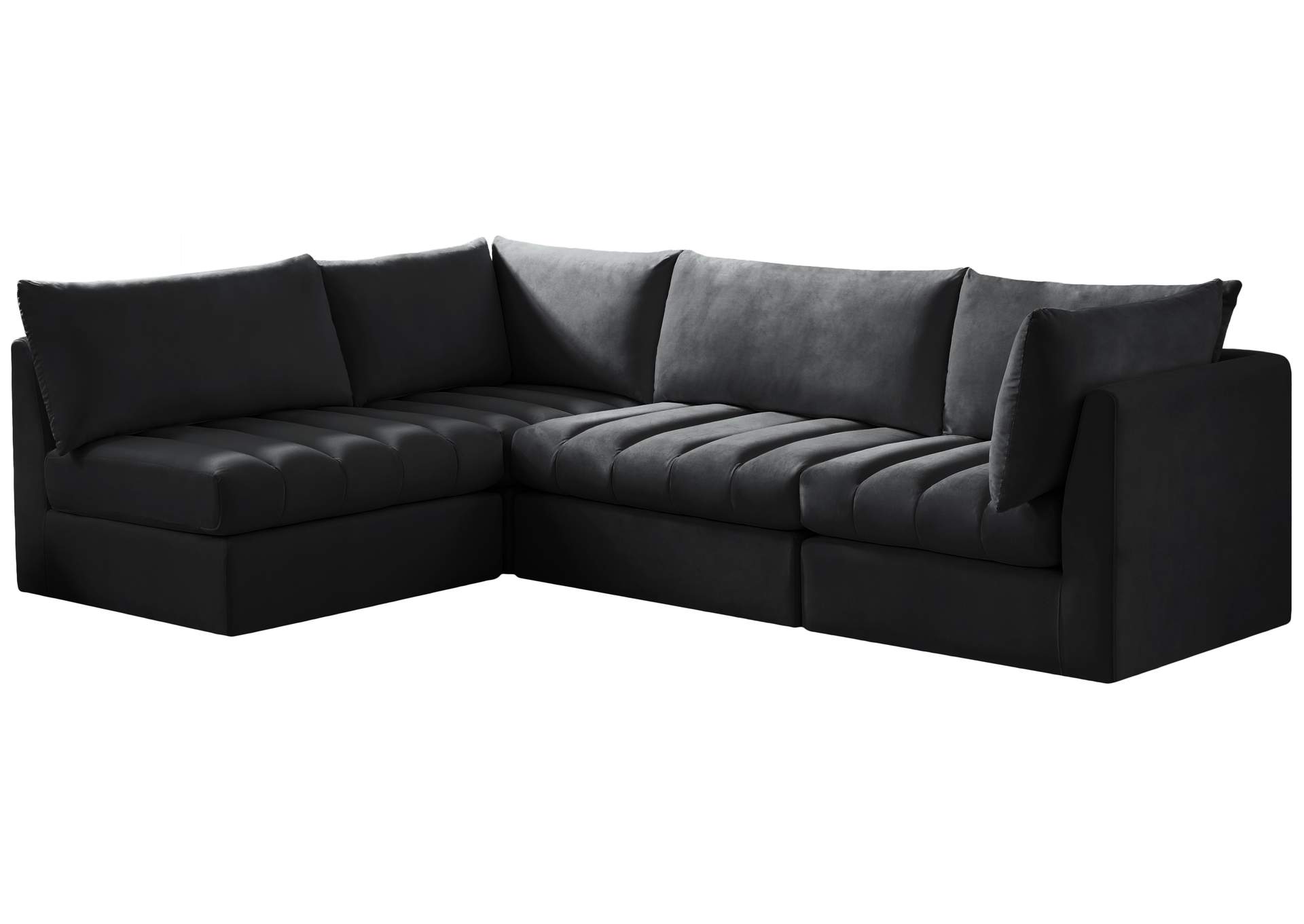 Jacob Black Velvet Modular Sectional,Meridian Furniture