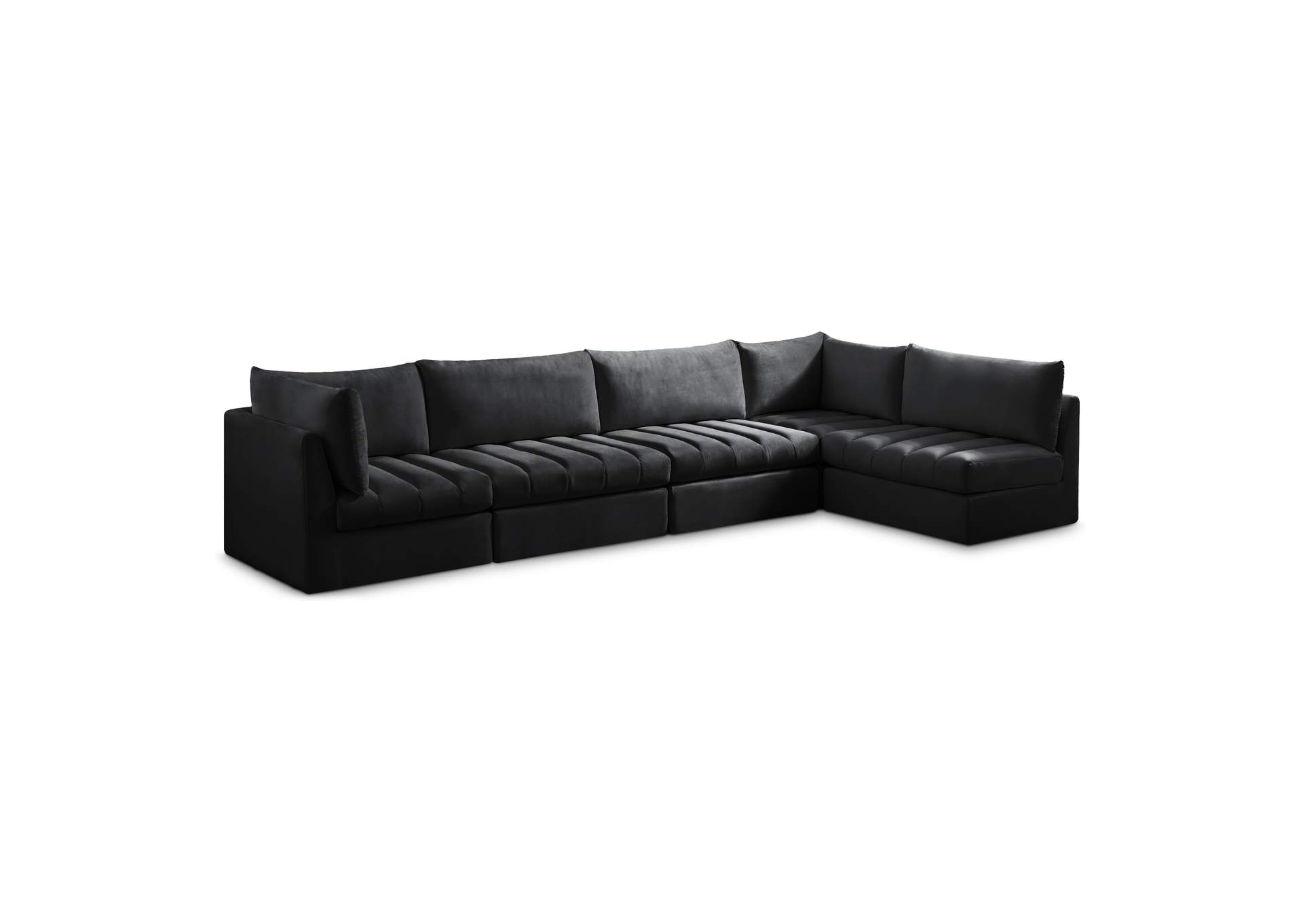 Jacob Black Velvet Modular Sectional,Meridian Furniture