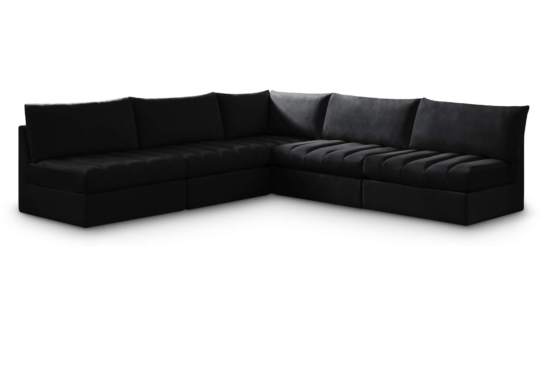 Jacob Black Velvet Modular Sectional,Meridian Furniture