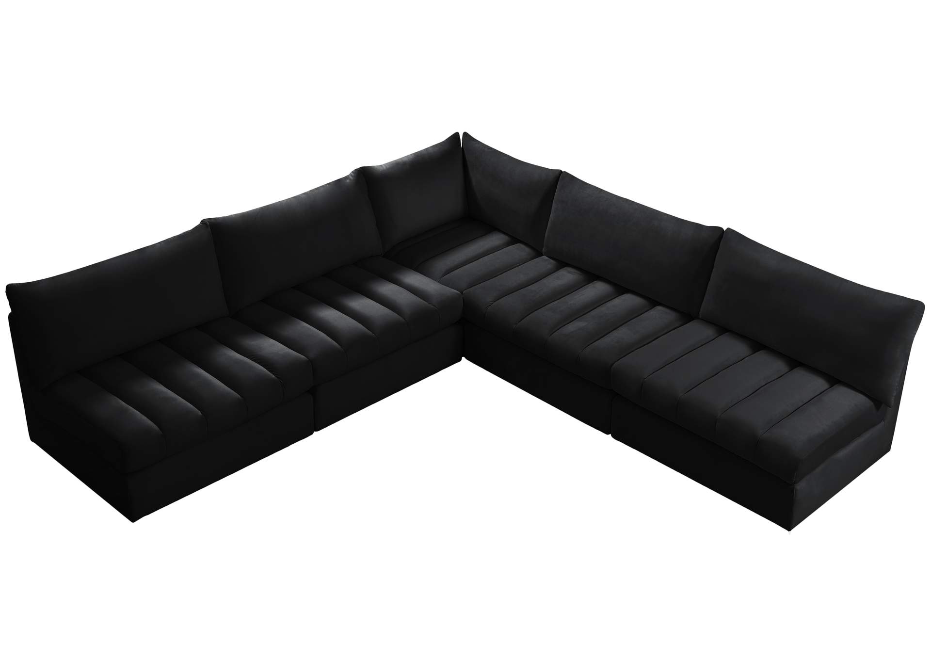 Jacob Black Velvet Modular Sectional,Meridian Furniture