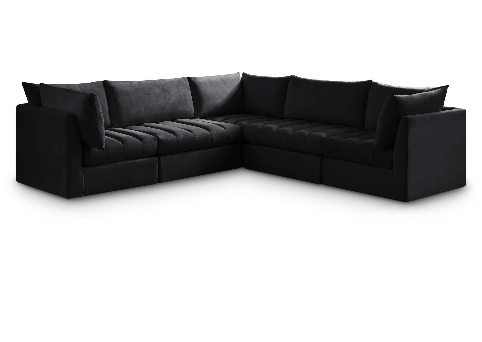 Jacob Black Velvet Modular Sectional,Meridian Furniture