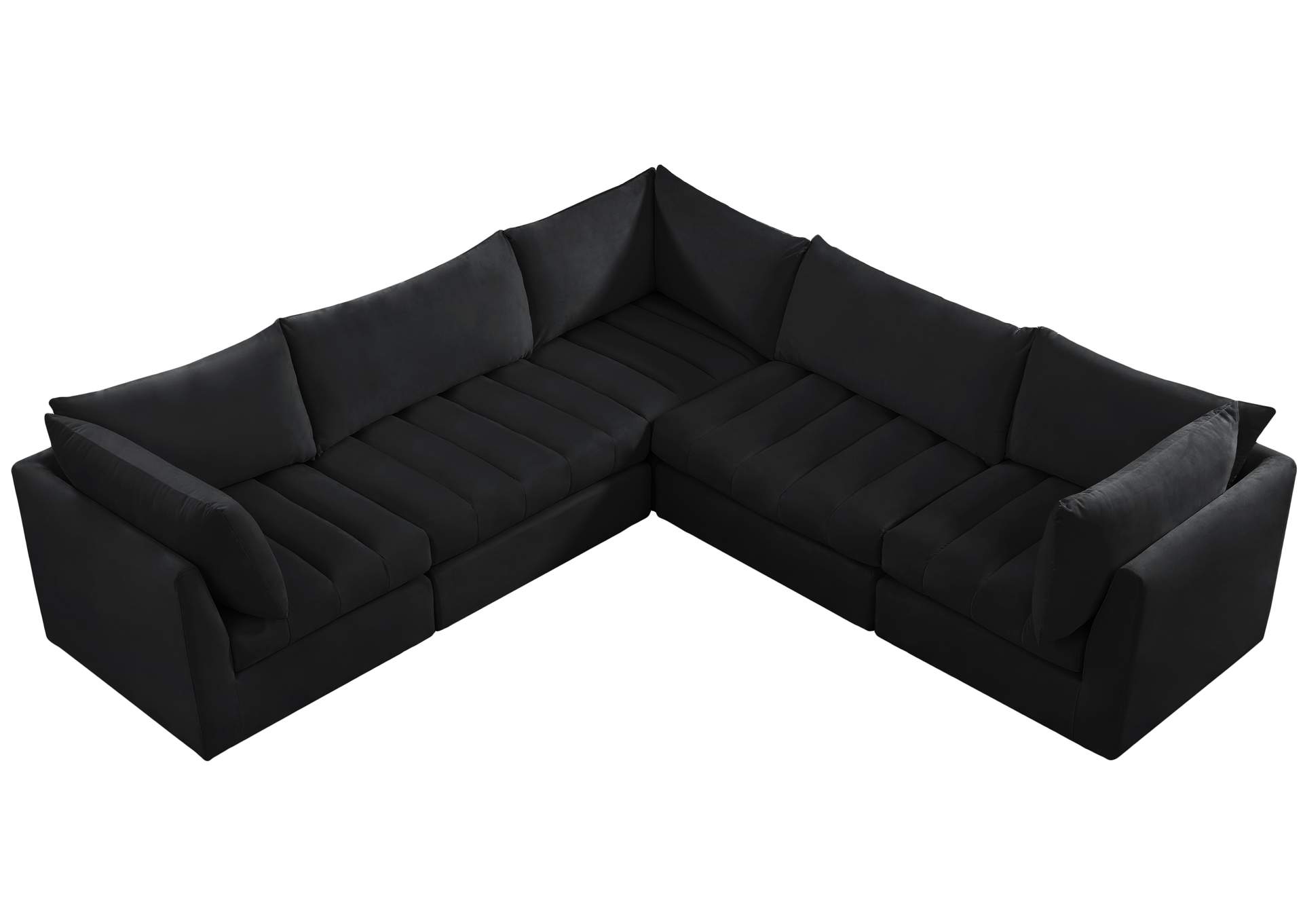 Jacob Black Velvet Modular Sectional,Meridian Furniture