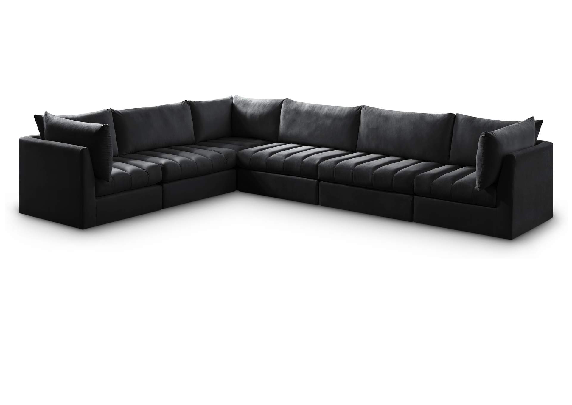 Jacob Black Velvet Modular Sectional,Meridian Furniture