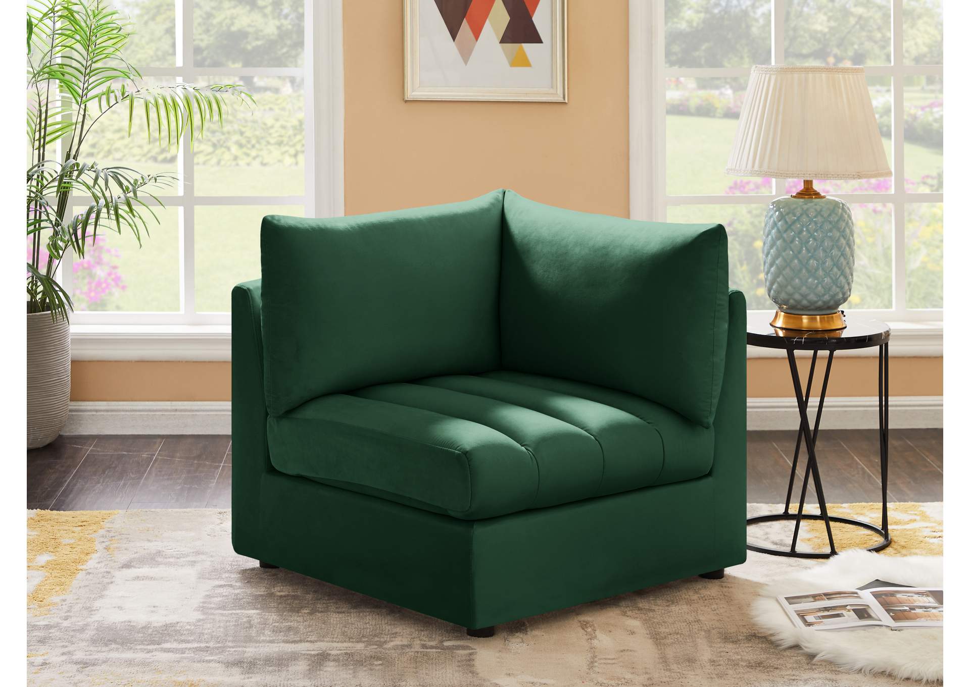 Jacob Green Velvet Corner,Meridian Furniture