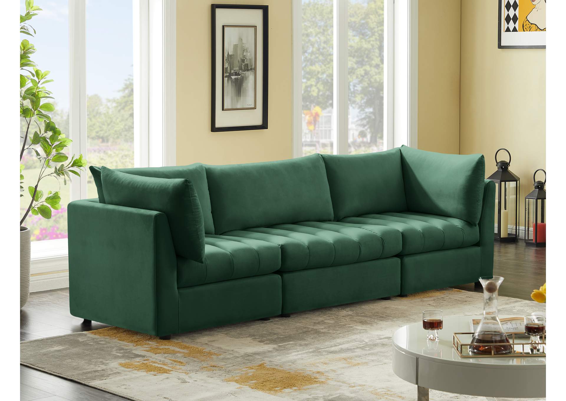 Jacob Green Velvet Modular Sofa,Meridian Furniture